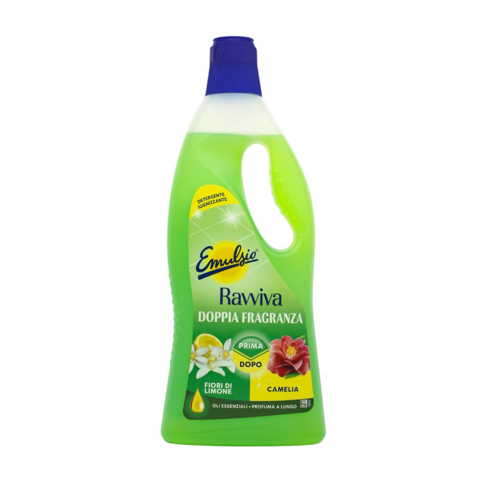 

Засіб для миття підлоги Emulsio Подвійний аромат 24 години, Лимон та камелія, 750 мл