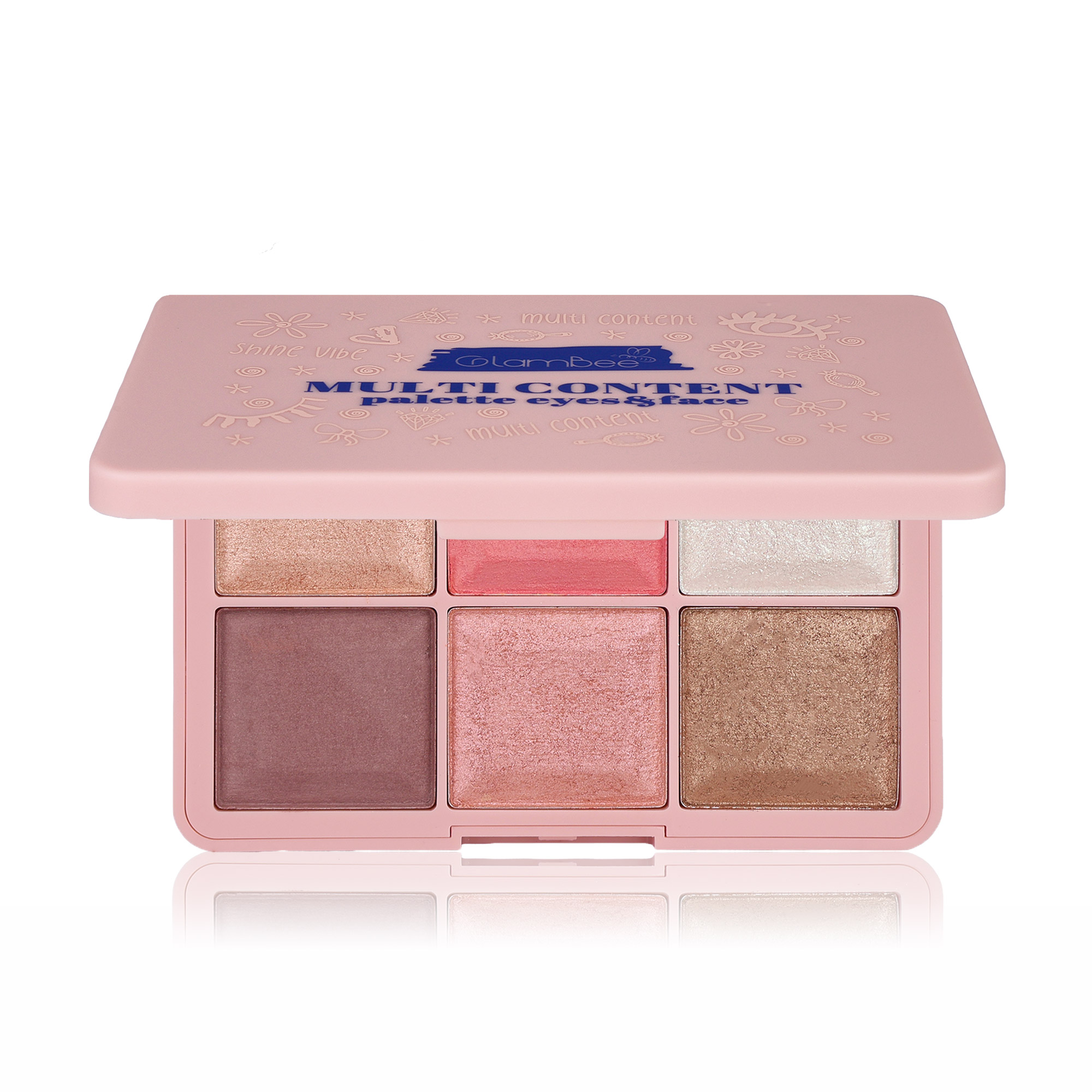 

Уцінка! Палетка для обличчя та повік GlamBee Multi Content Palette Eyes & Face, 20.4 г