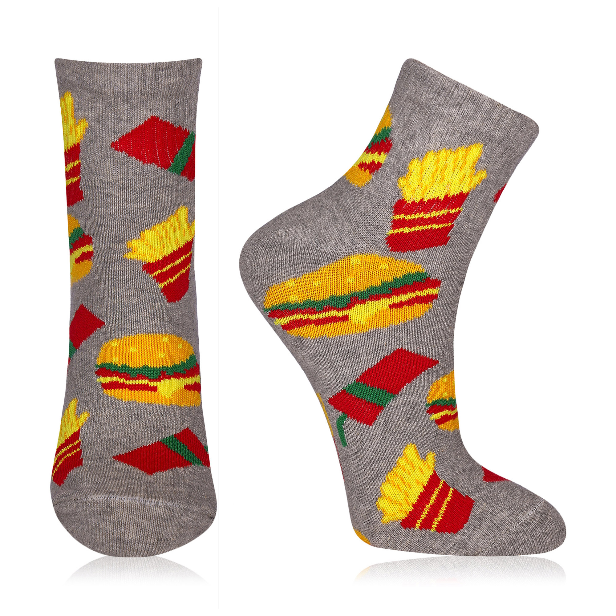 

Дитячі шкарпетки AmiGО Бургери та фрі, сірі, розмір 22-24