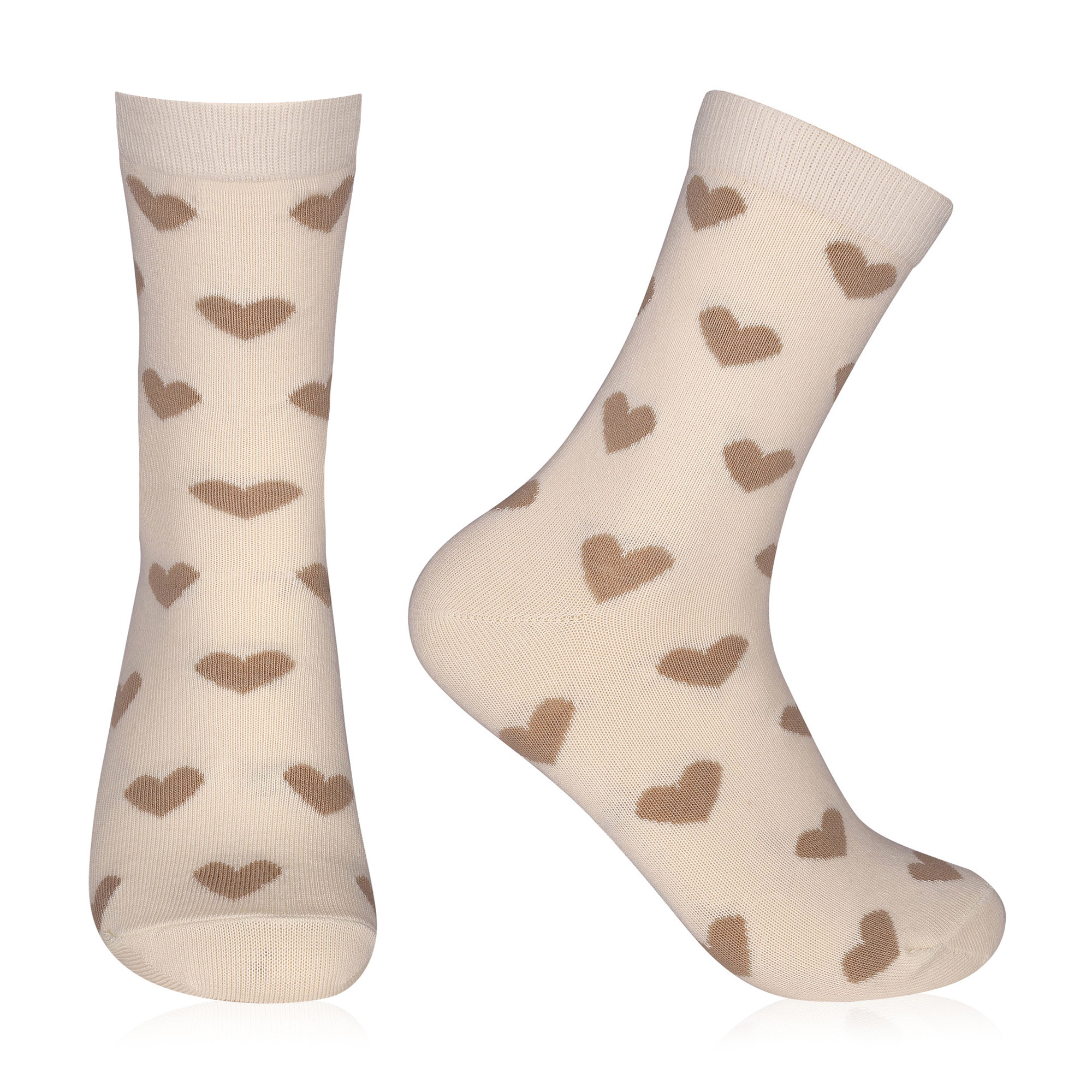 

Шкарпетки жіночі AmiGA середні, серця кавові на молочному, розмір 23-25