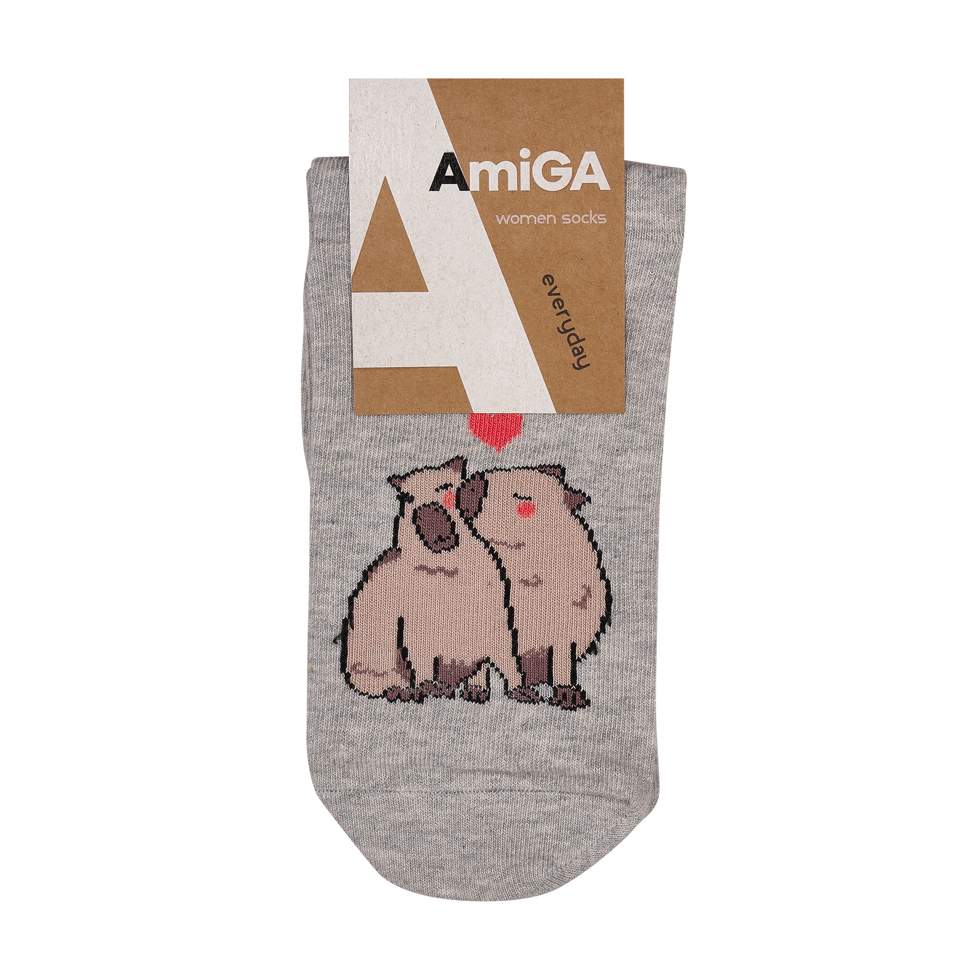 

Шкарпетки жіночі AmiGA класичні, капібара, сірі, розмір 23-25