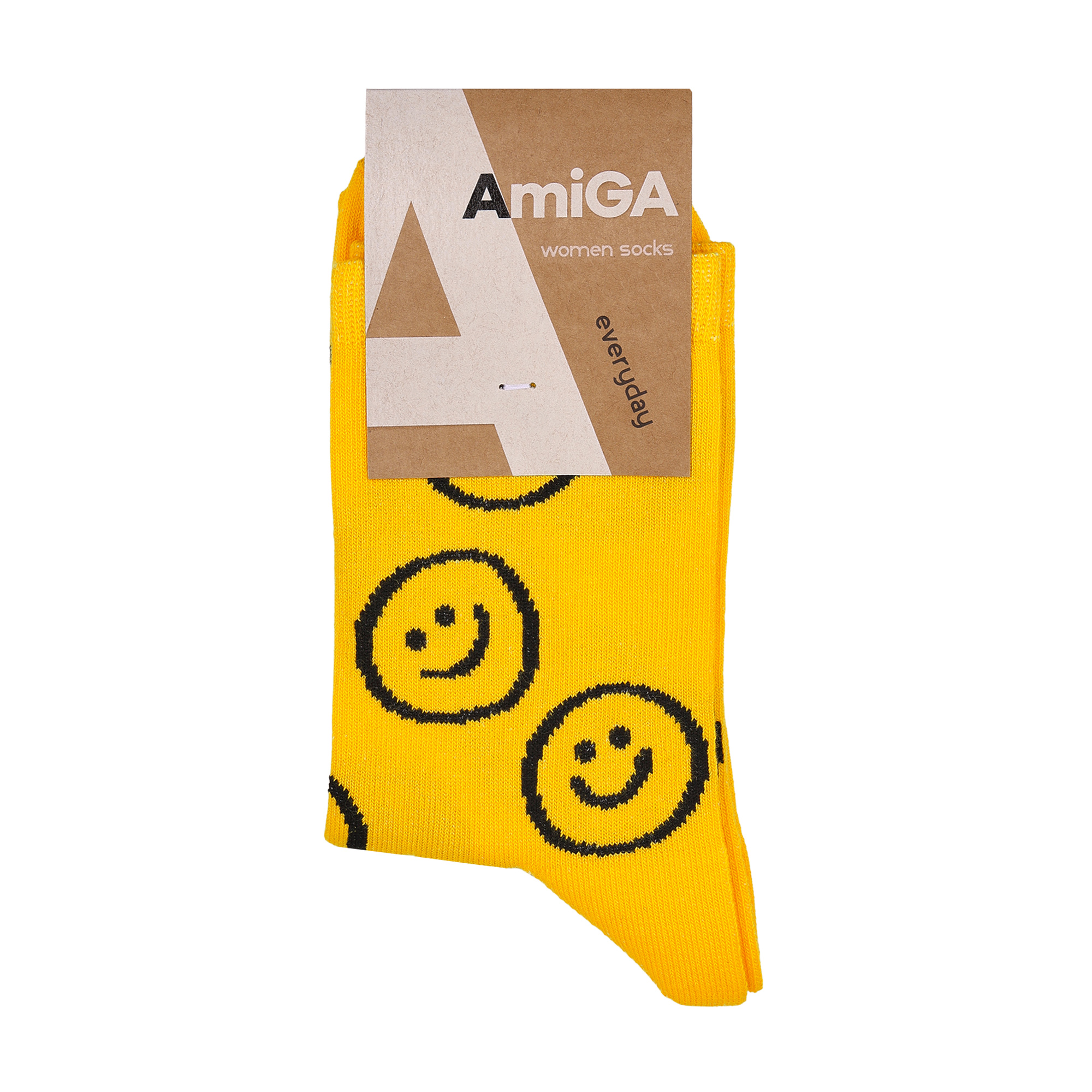 

Шкарпетки жіночі AmiGA Смайл, класичні, жовті, розмір 23-25