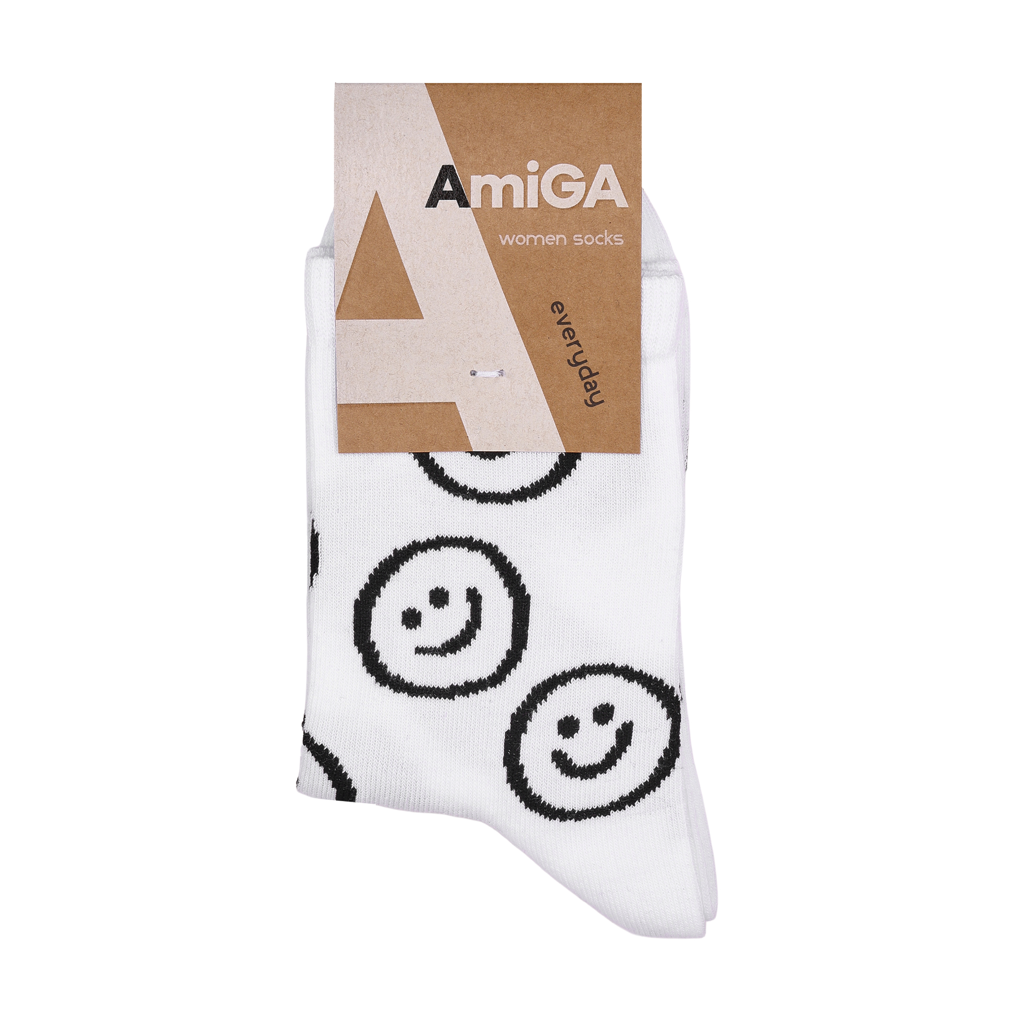 

Шкарпетки жіночі AmiGA Смайл, класичні, білі, розмір 23-25