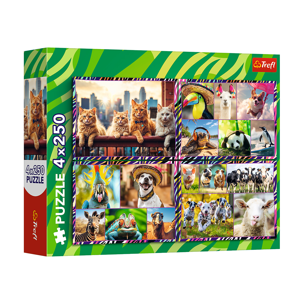 

Пазли Trefl Веселі тварини, 33.9*23.8 см, 4*250 елементів (13313)
