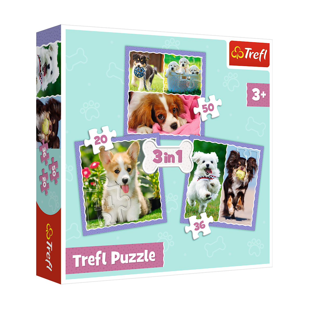 

Пазли 3 в 1 Trefl Милі собаки, від 3 років, 20*19.5 см, 106 елементів (34854)