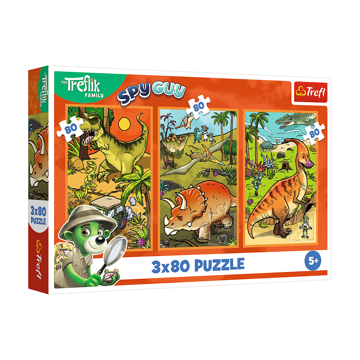 

Пазли 3 в 1 Trefl Трефліки у світі динозаврів, від 5 років, 27.5*18 см, 3*80 елементів (34888)