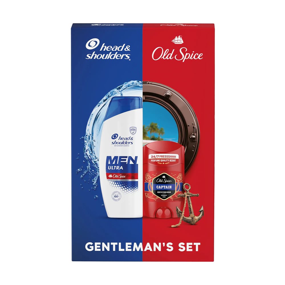 

Уцінка! Подарунковий набір чоловічий Head & Shoulders Gentleman's Set (шампунь Head & Shoulders Men Ultra, 330 мл + дезодорант-стік Old Spice Captain, 50 мл)