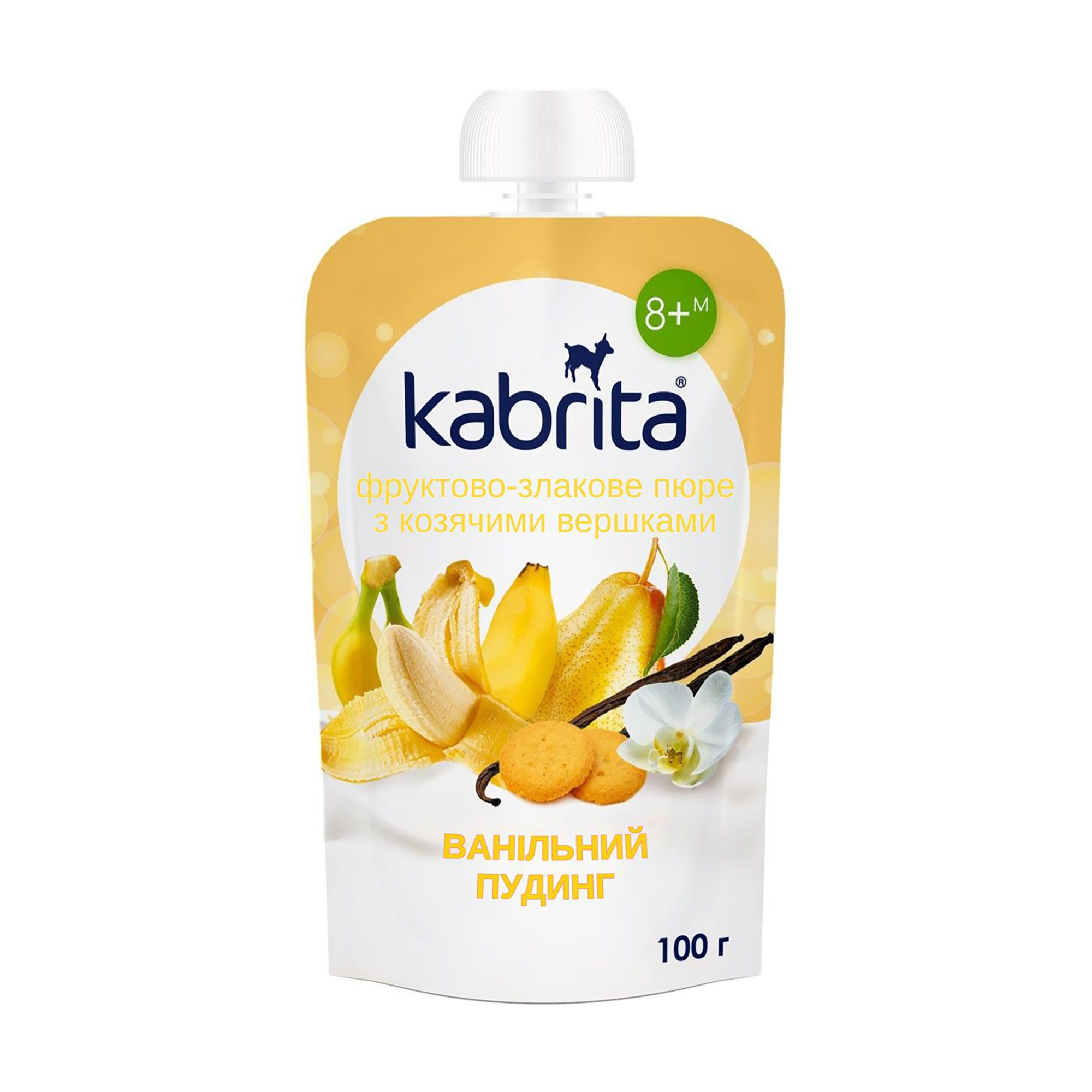 

Фруктово-злакове пюре Kabrita Ванільний пудинг, з козячими вершками, від 8 місяців, 100 г