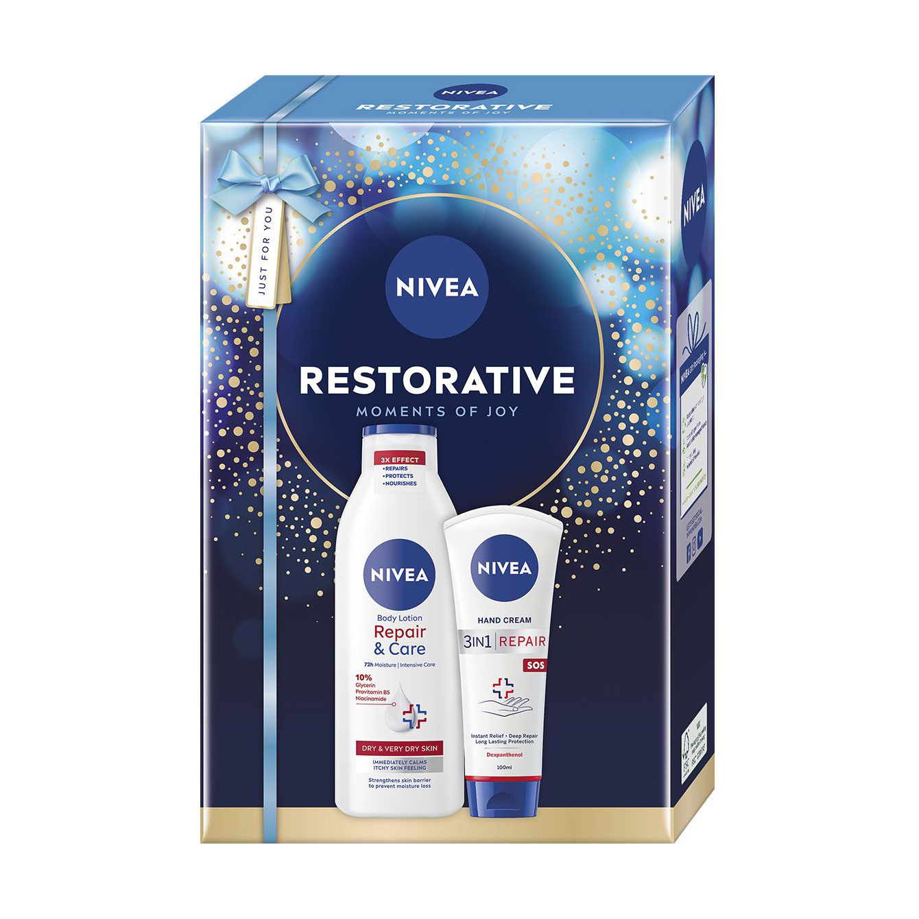 

Уцінка! Подарунковий набір NIVEA Restorative (лосьйон для тіла, 250 мл + крем для рук, 100 мл)