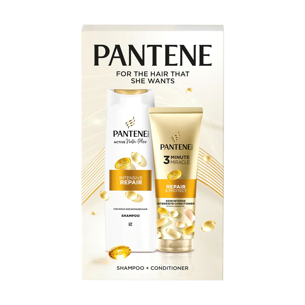 

Подарунковий набір для волосся Pantene Pro-V Intensive Repair (шампунь, 400 мл + бальзам-ополіскувач 3 Minute Miracle, 220 мл)