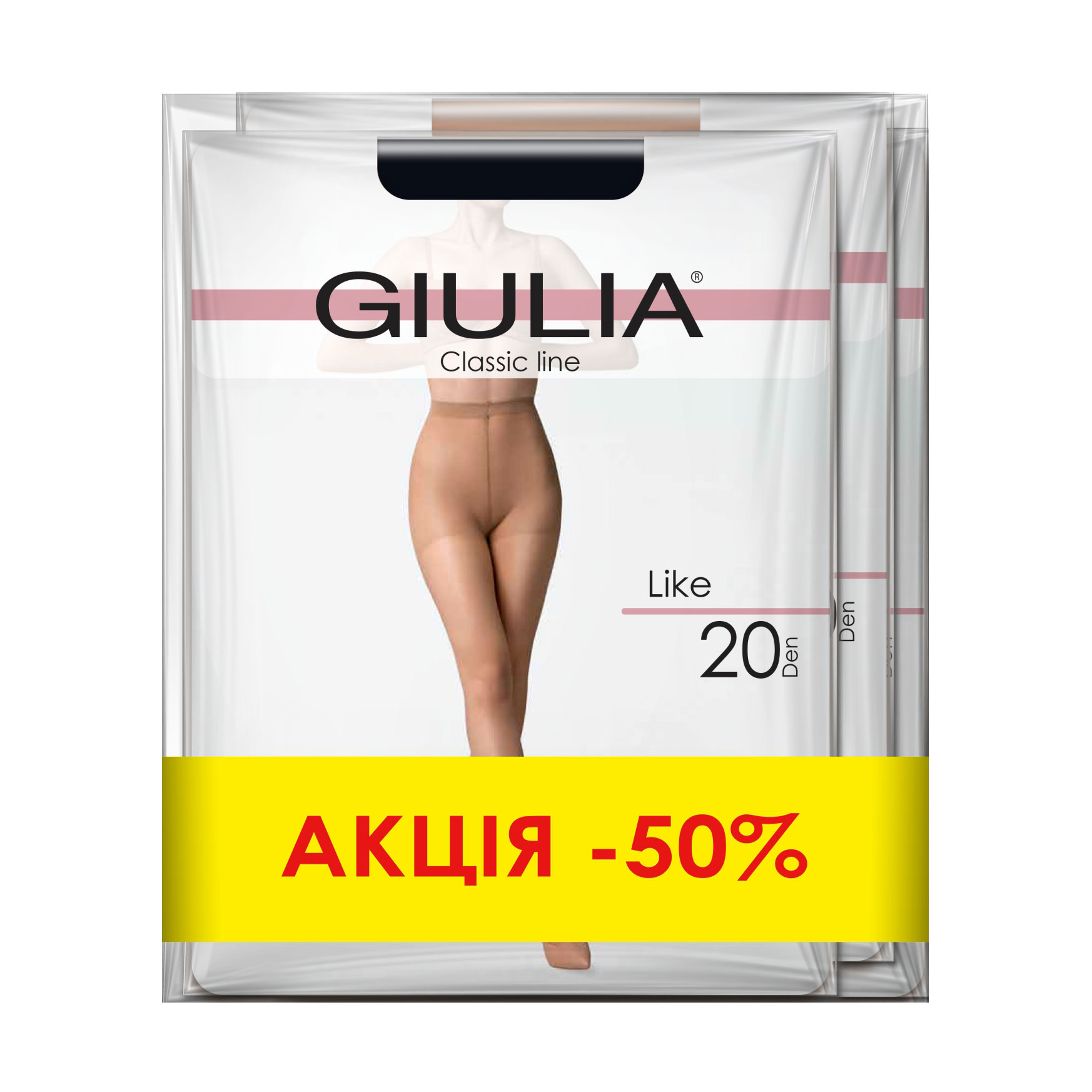 

Набір жіночих колготок Giulia Like 20 DEN, Cappuccino-daino-nero, розмір 2, 3 пари