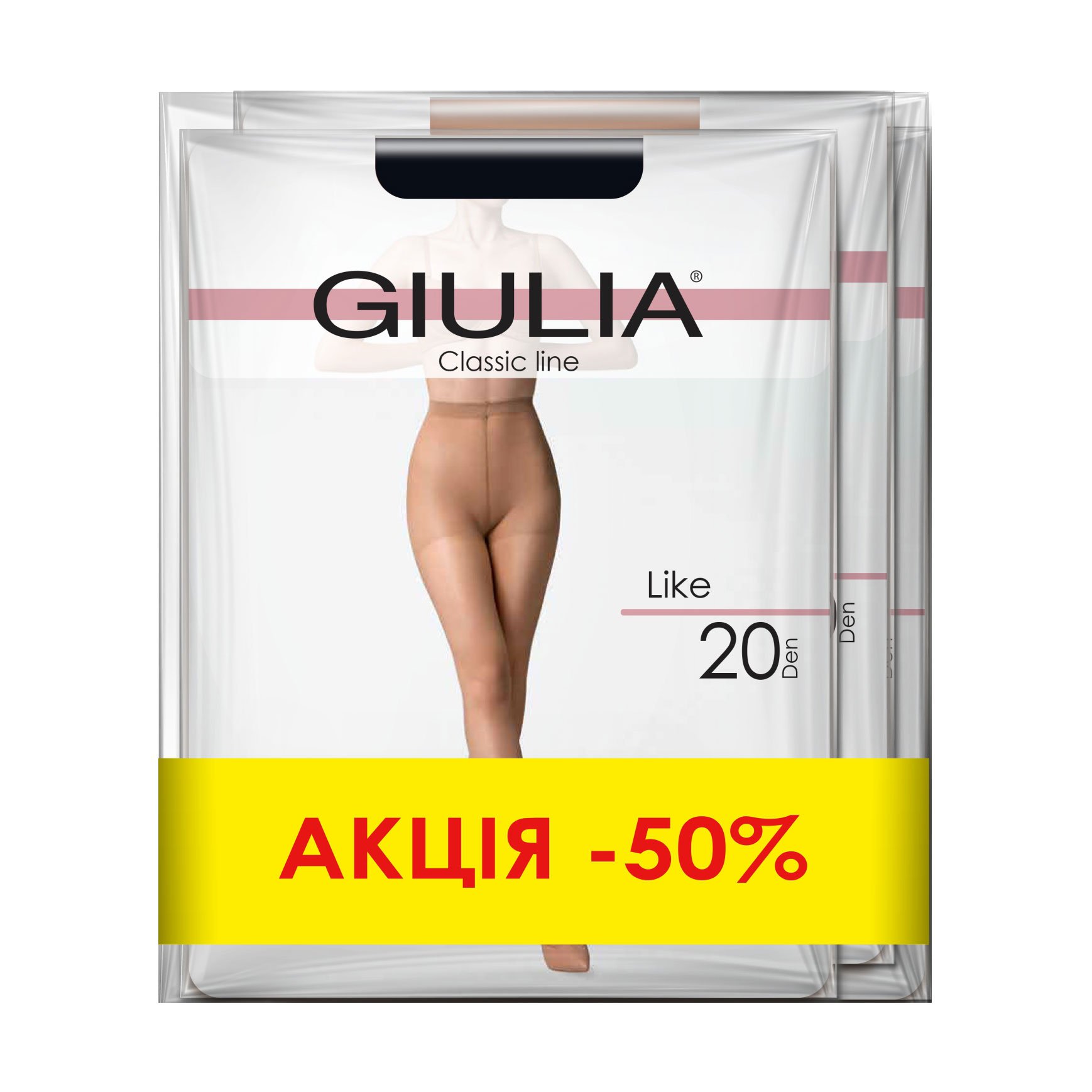 

Набір жіночих колготок Giulia Like 20 DEN, Cappuccino-daino-nero, розмір 4, 3 пари