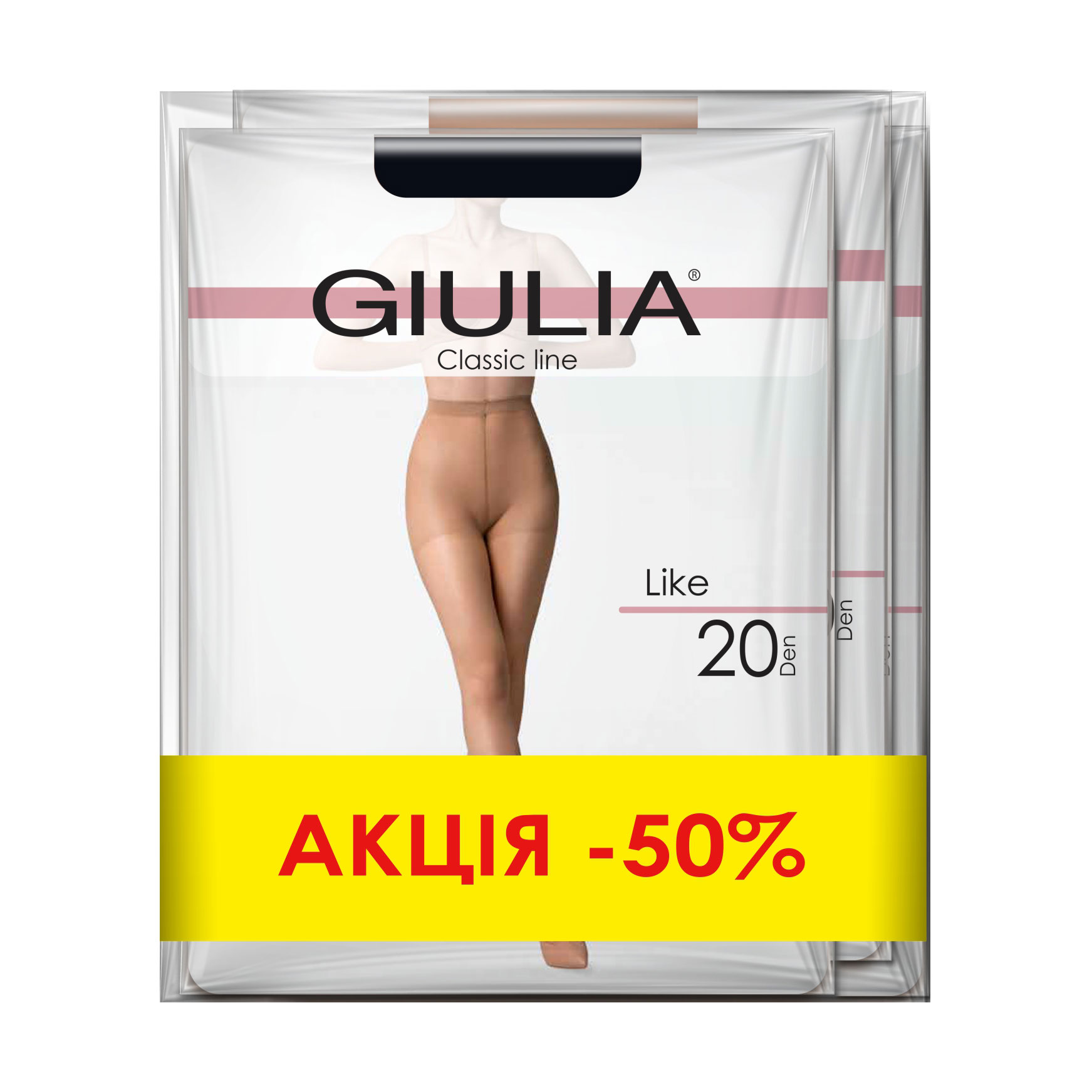 

Набір жіночих колготок Giulia Like 20 DEN, Cappuccino-daino-nero, розмір 5, 3 пари