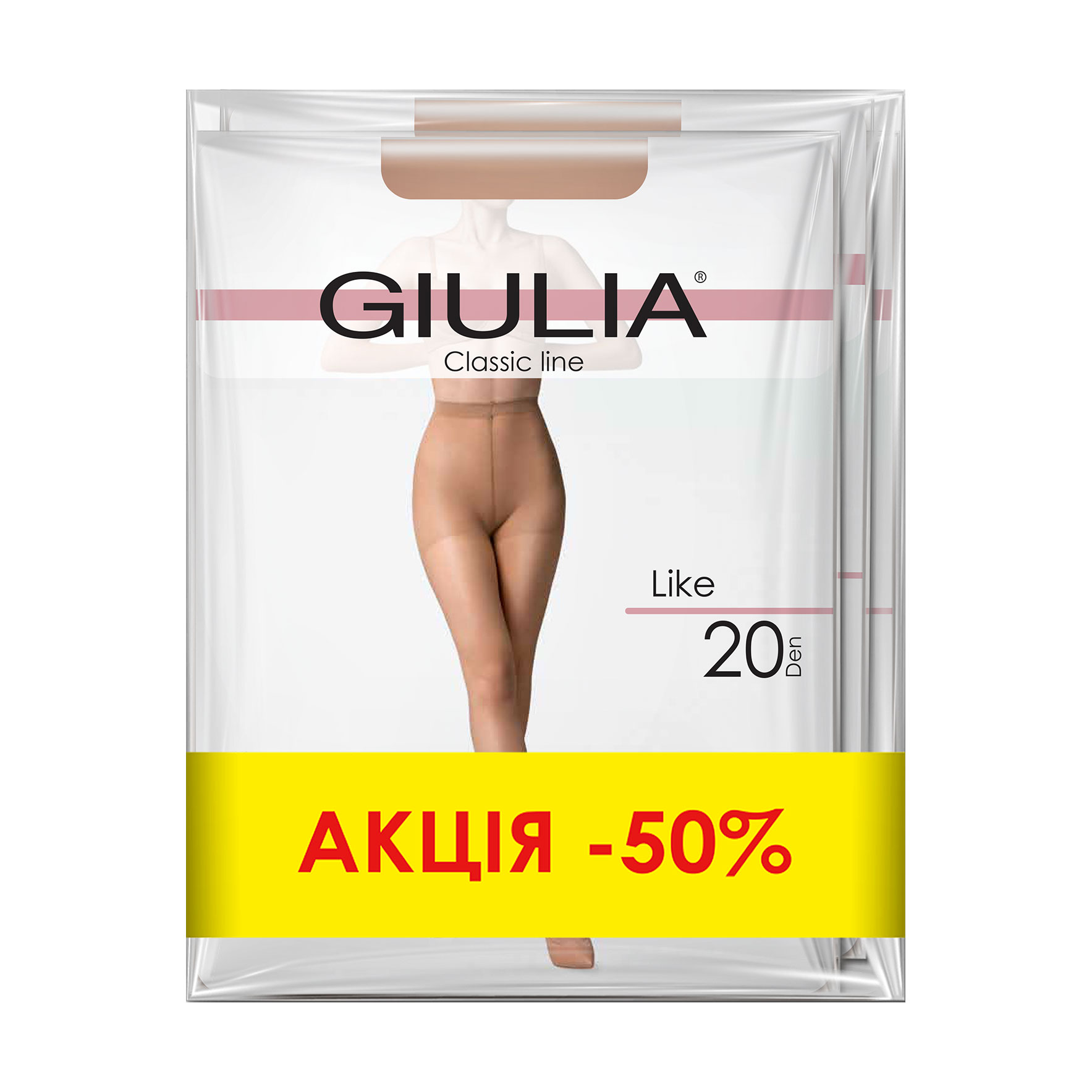 

Набір жіночих колготок Giulia Like 20 DEN, Caramel, розмір 4, 3 пари