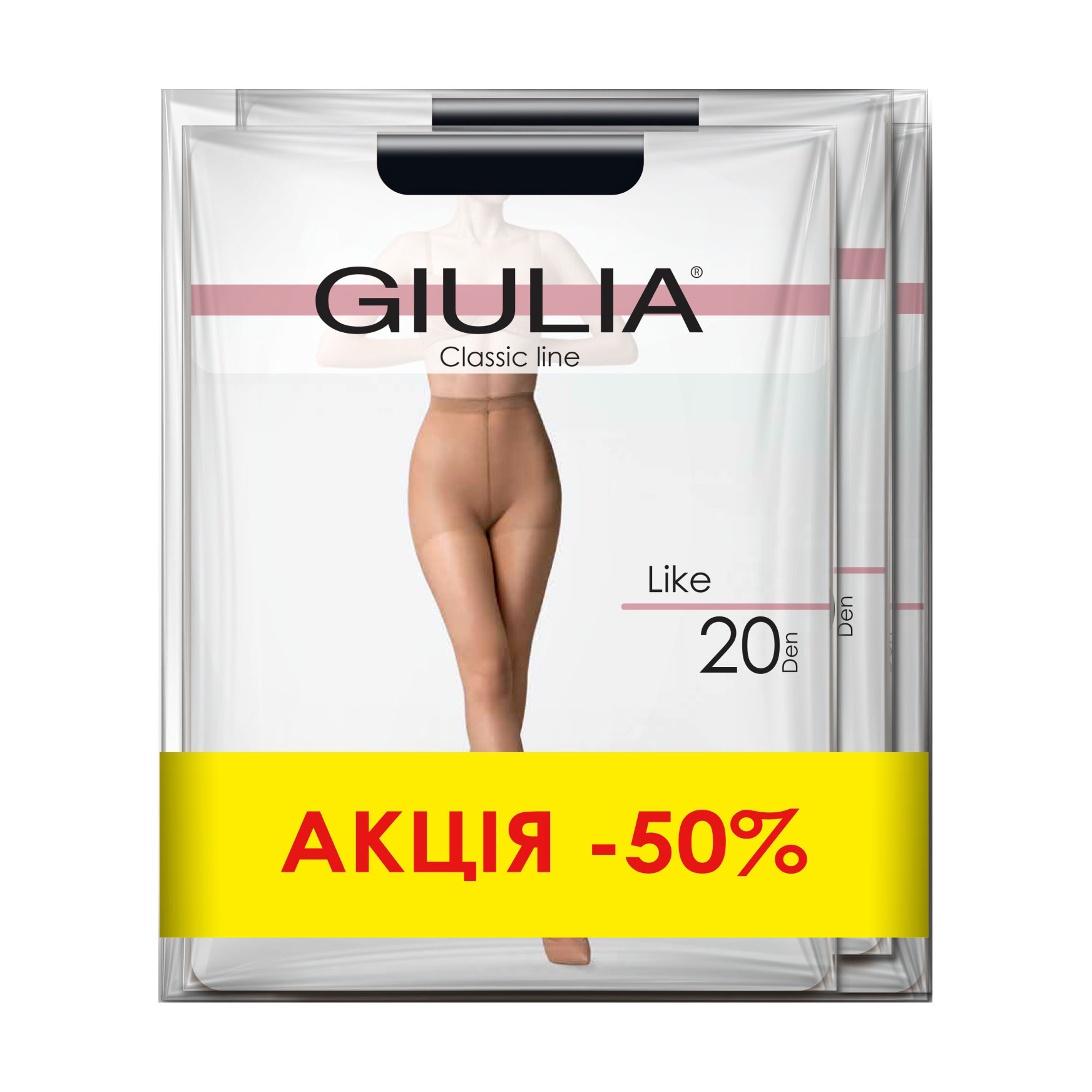 

Набір жіночих колготок Giulia Like 20 DEN, Nero, розмір 5, 3 пари