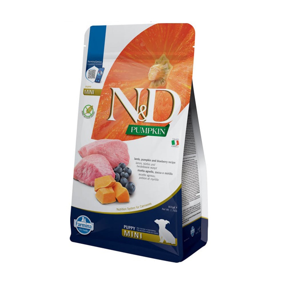 

Сухий корм для цуценят дрібних порід Farmina N&D Pumpkin з ягням, гарбузом та чорницею, 800 г