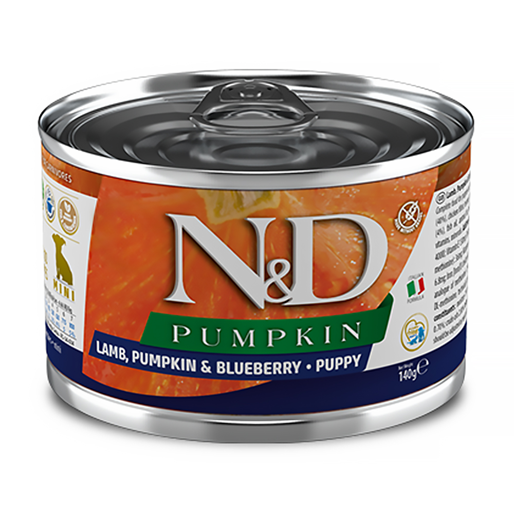 

Вологий корм для цуценят дрібних порід Farmina N&D Pumpkin з гарбузом, ягням та чорницею, 140 г