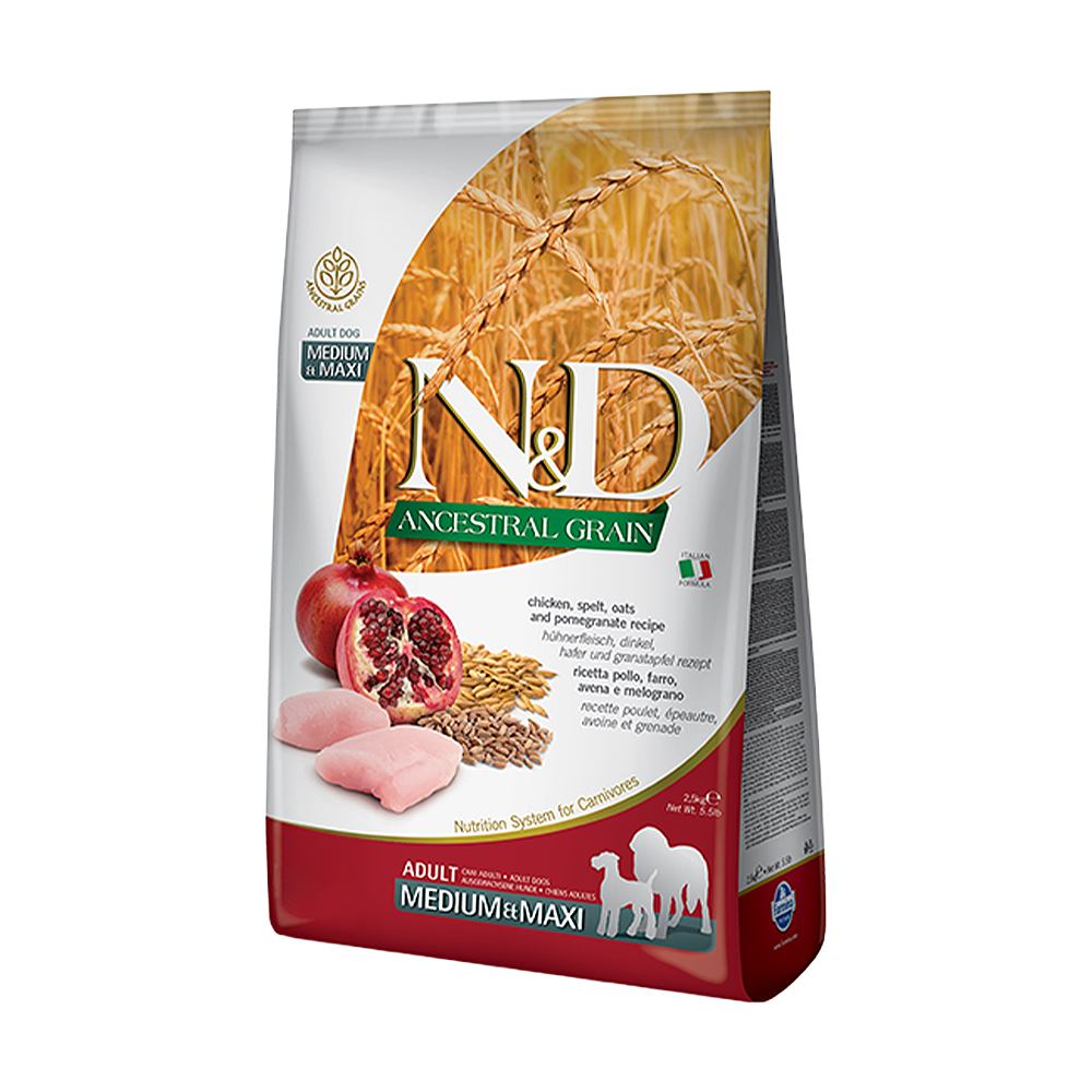

Уцінка! Сухий корм для собак середніх та великих порід Farmina N&D Ancestral Grain з куркою та гранатом, 2.5 кг