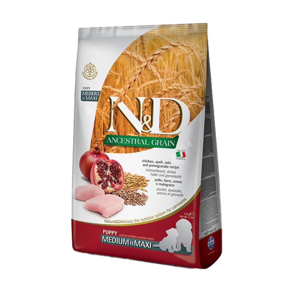 

Сухий корм для цуценят середніх та великих порід Farmina N&D Ancestral Grain з куркою та гранатом, 2.5 кг