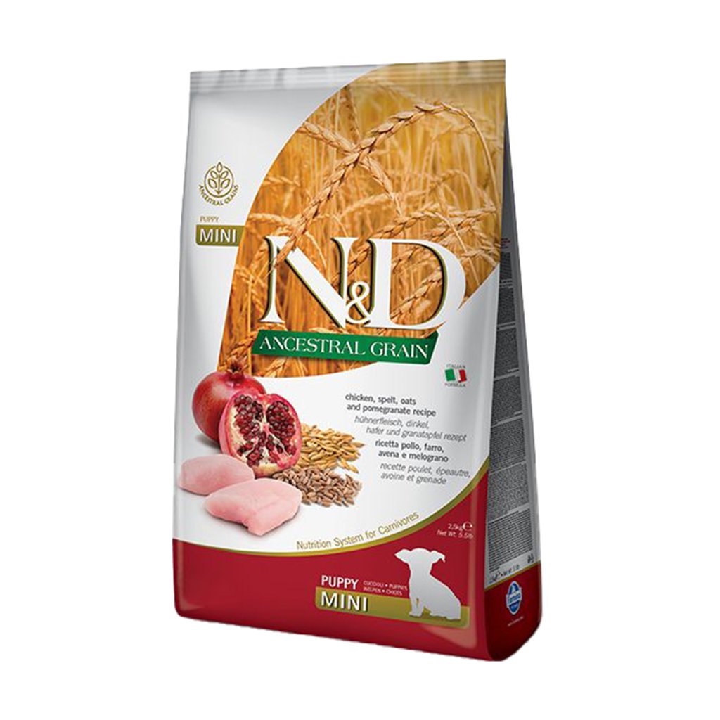 

Сухий корм для цуценят дрібних порід Farmina N&D Ancestral Grain з куркою та гранатом, 2.5 кг