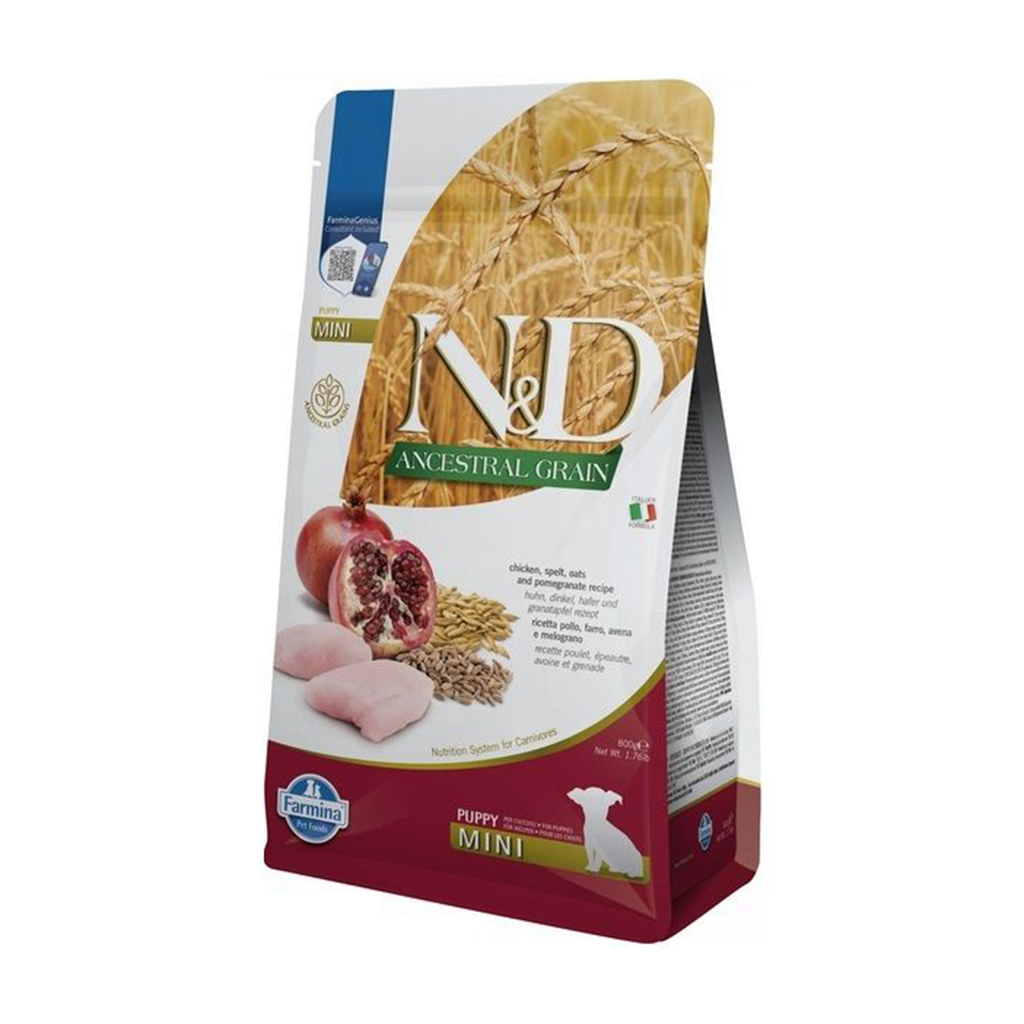 

Сухий корм для цуценят дрібних порід Farmina N&D Ancestral Grain з куркою та гранатом, 800 г