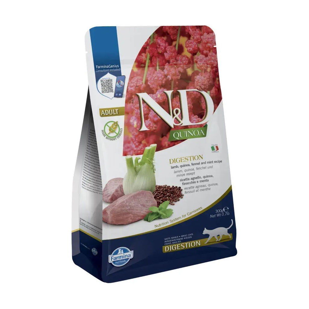 

Сухий корм для котів Farmina N&D Quinoa Digestion при порушенні травлення, з ягням та кіноа, 300 г