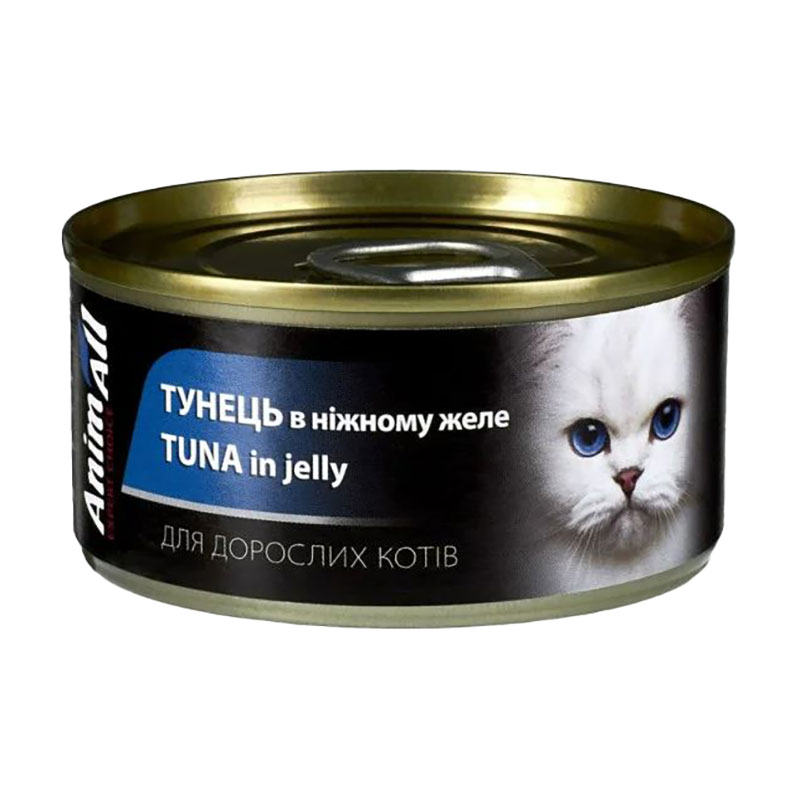 

Вологий корм для котів AnimAll Тунець в ніжному желе, 85 г