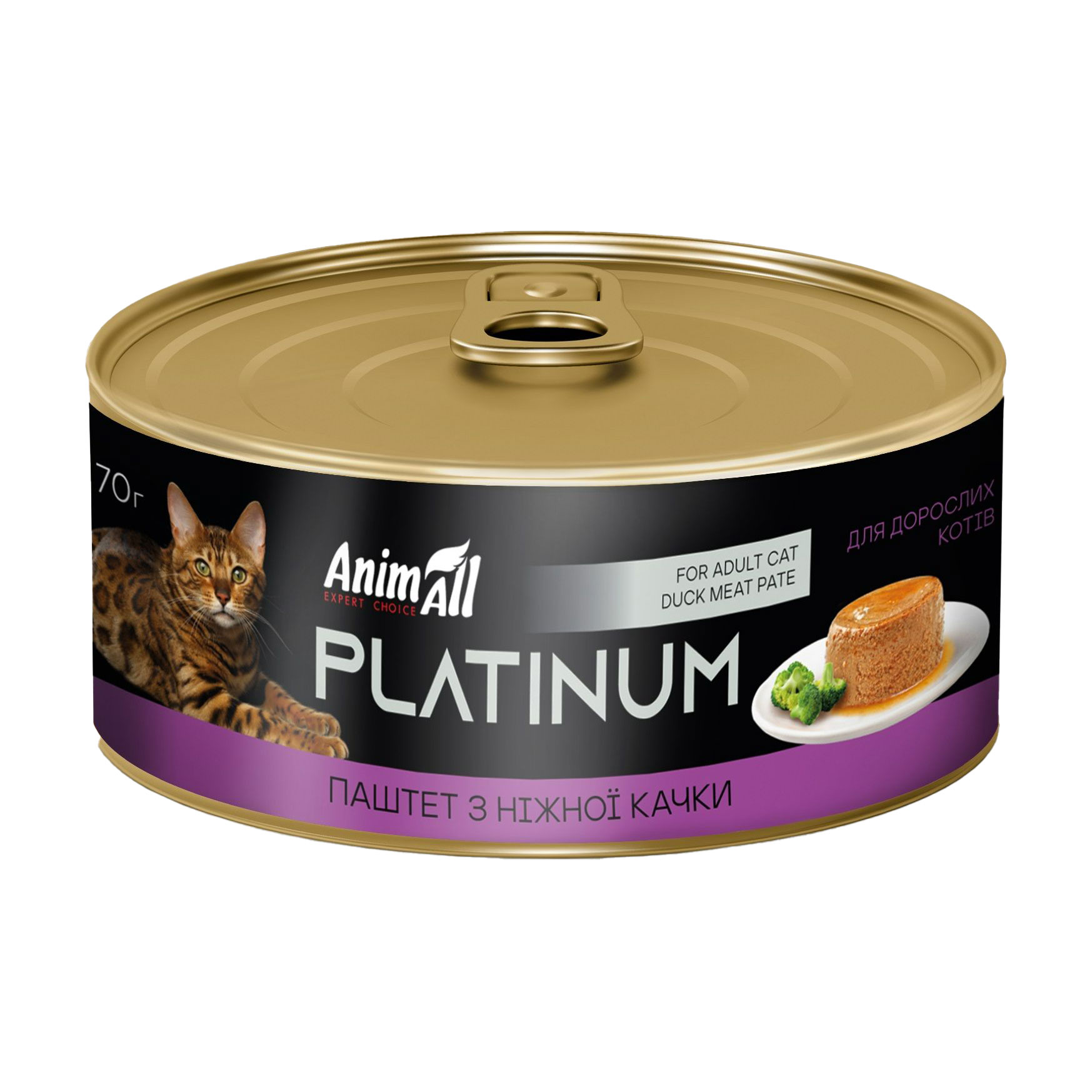 

Вологий корм для котів AnimAll Platinum Паштет з ніжної качки, 70 г