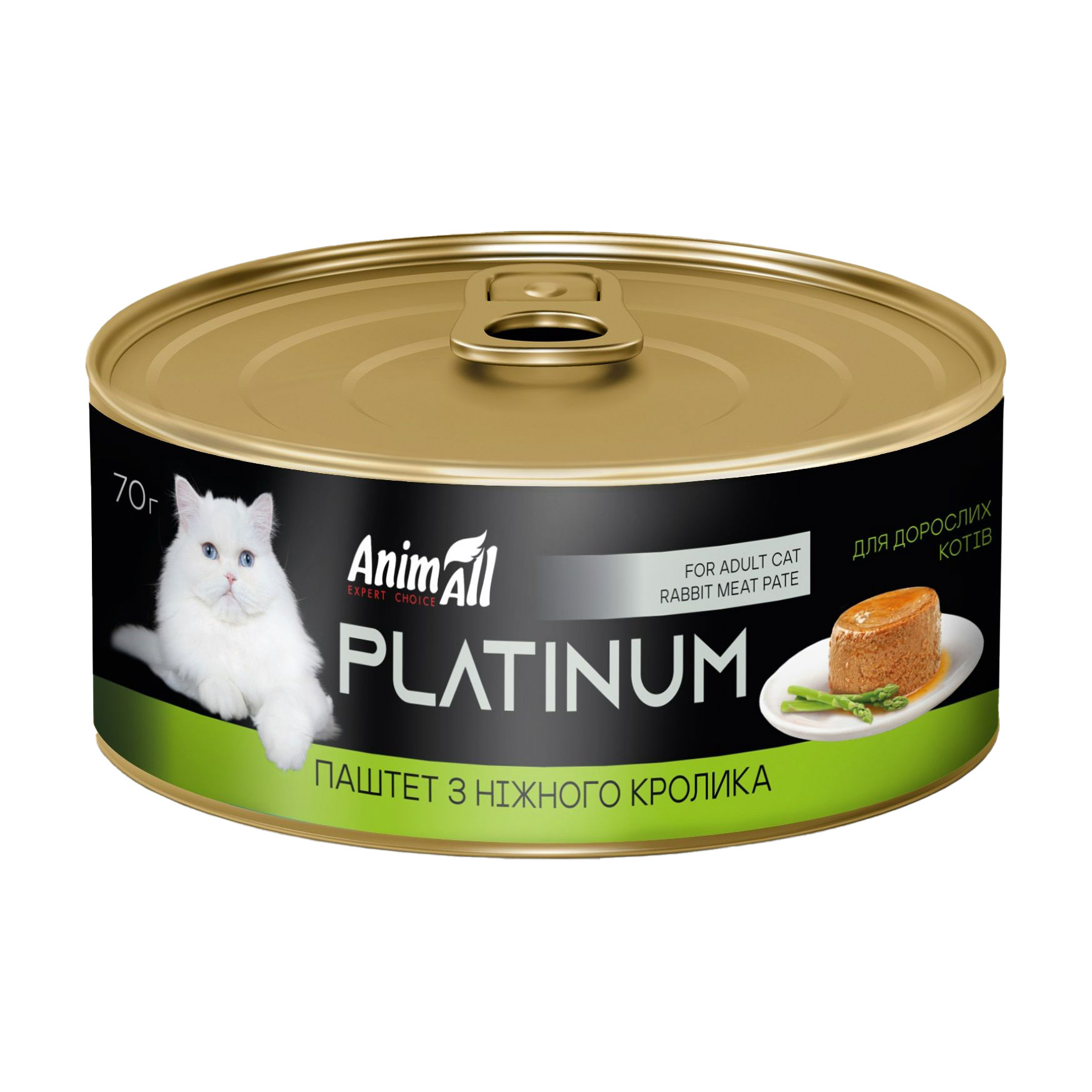 

Вологий корм для котів AnimAll Platinum Паштет з ніжного кролика, 70 г