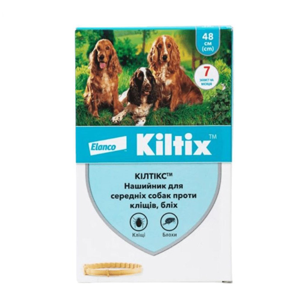 

Нашийник для середніх собак Elanco Kiltix проти кліщів та бліх, 48 см