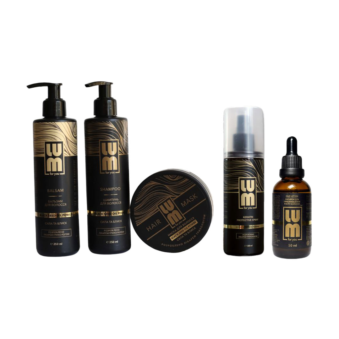 

Уцінка! Набір для волосся LUM Комплекс Expert PRO (шампунь, 250 мл + бальзам, 250 мл + маска, 200 мл + лосьйон, 50 мл + термозахисний спрей, 120 мл)