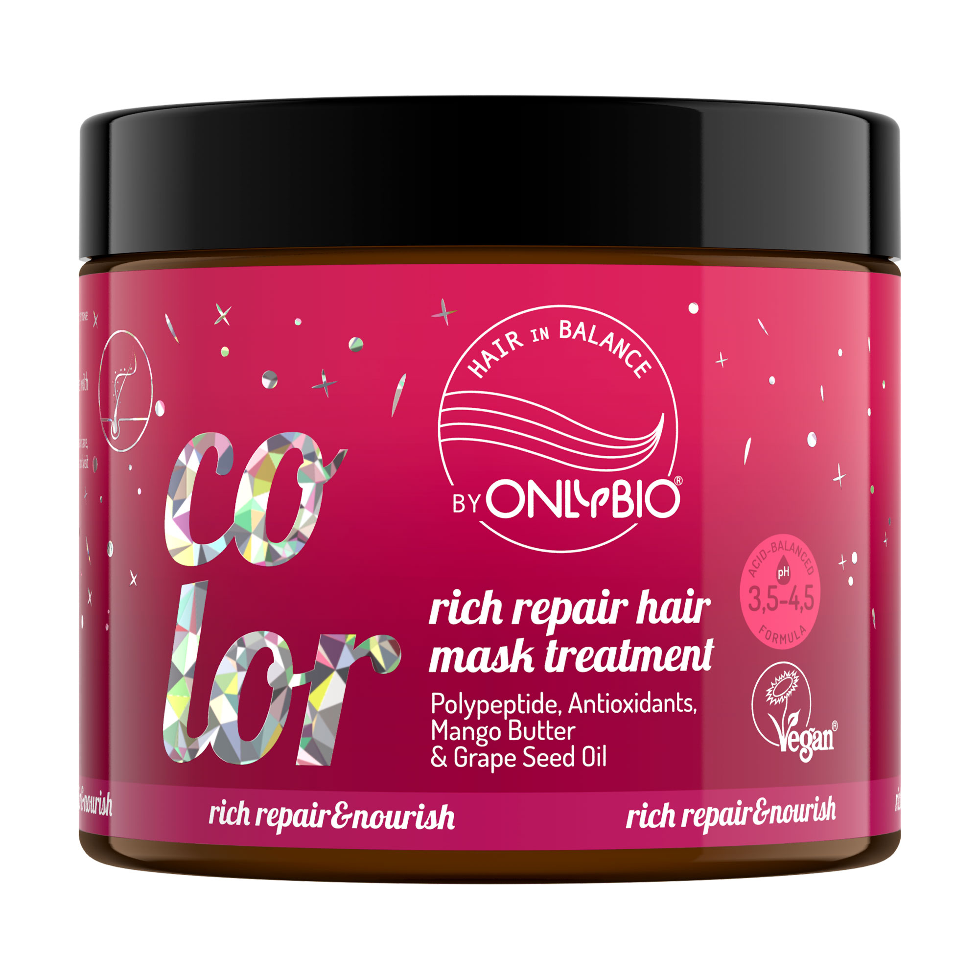 

Насичена відновлювальна маска для волосся OnlyBio Hair in Balance Color Rich Repair Hair Mask Treatment, 280 мл