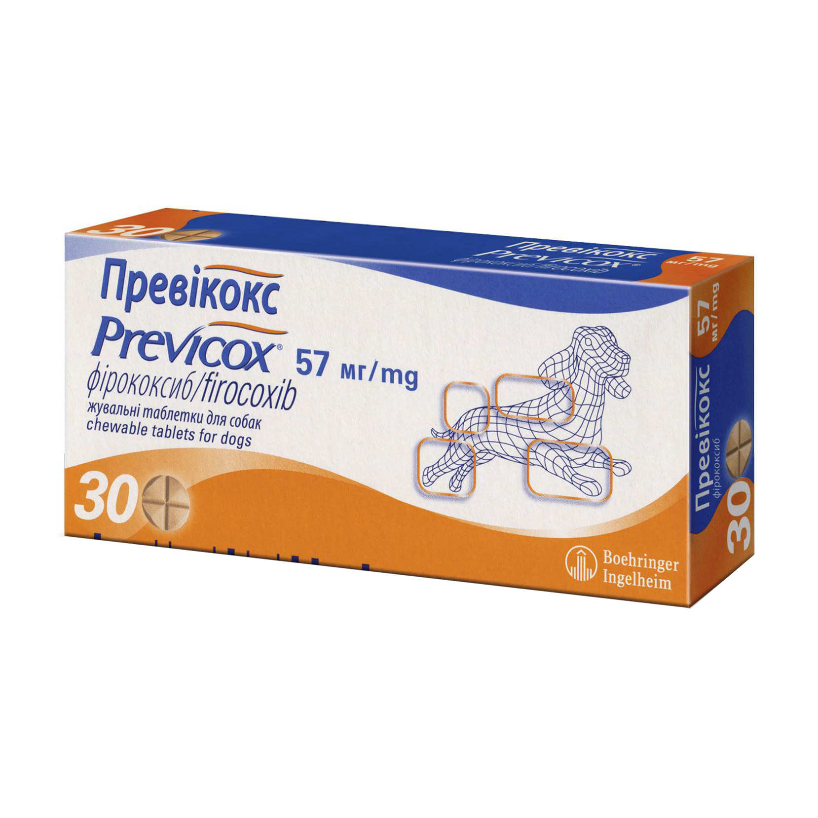 

Таблетки для собак Boehringer Ingelheim Previcox 57 мг, проти остеоартриту, 30 шт