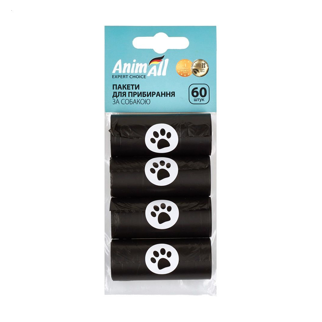 

Змінні пакети для прибирання за собакою AnimAll чорні, 60 шт