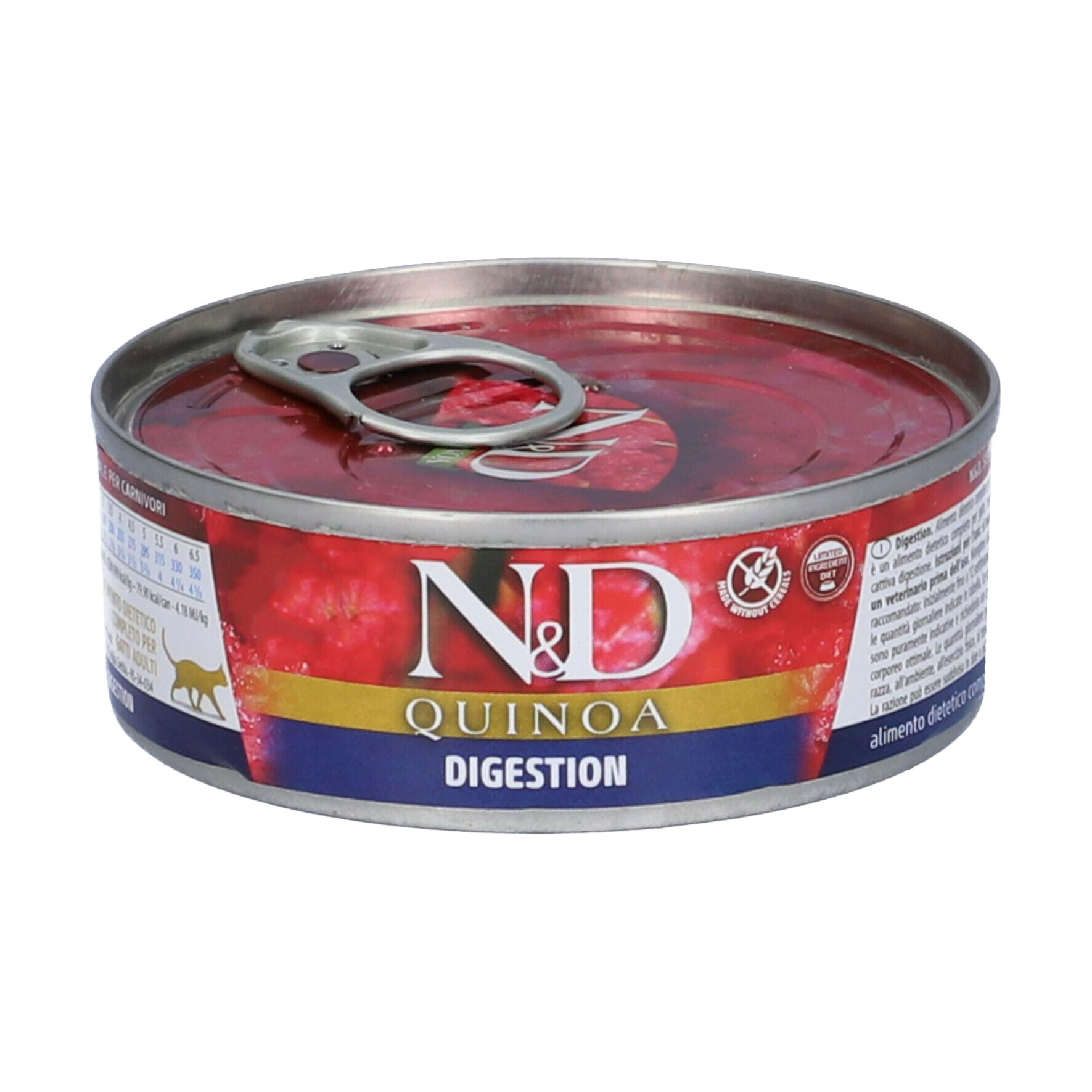 

Беззерновий вологий корм для котів Farmina N&D Quinoa Digestion з чутливим травленням, з ягням та кіноа, 80 г