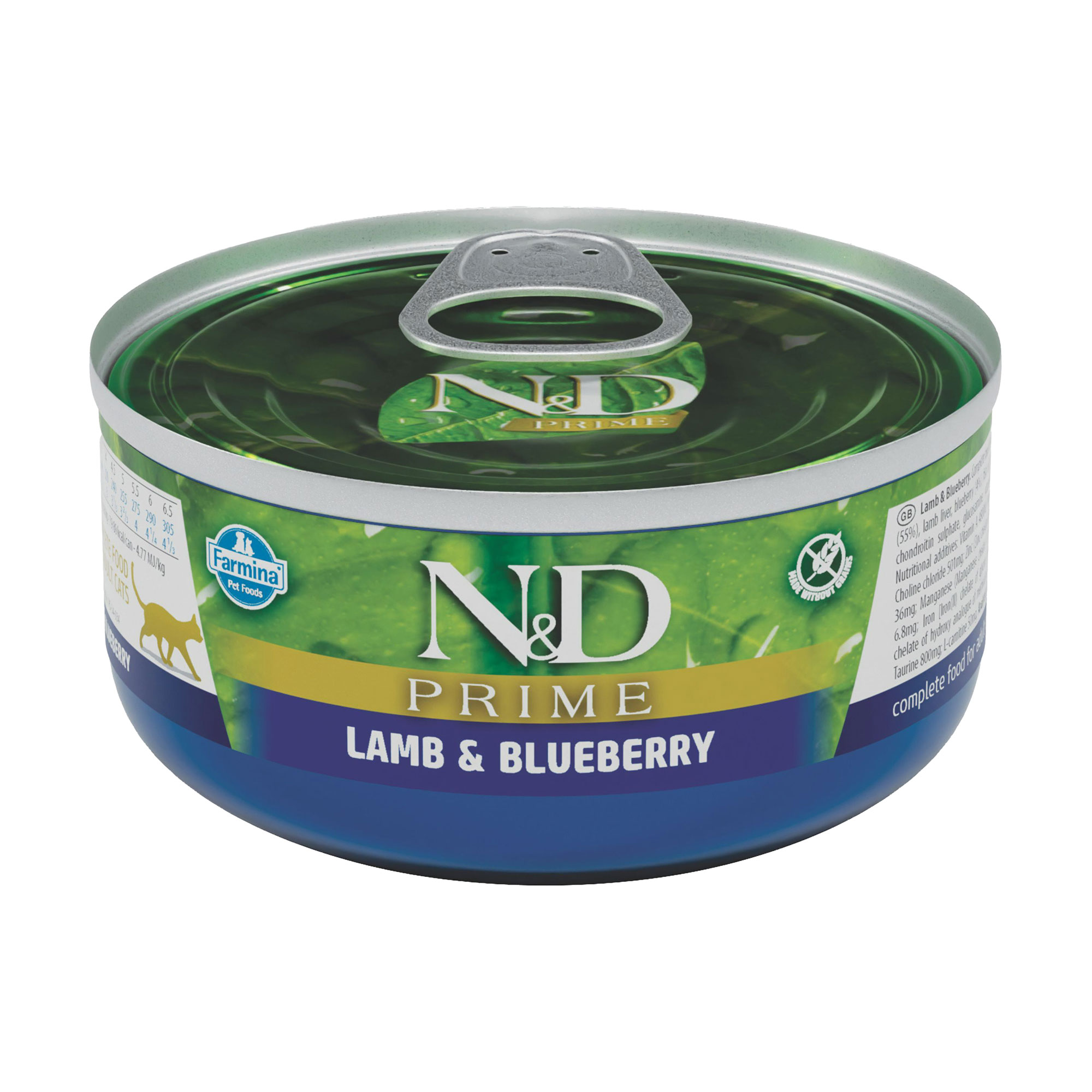 

Беззерновий вологий корм для котів Farmina N&D Prime Adult з ягням та чорницею, 70 г