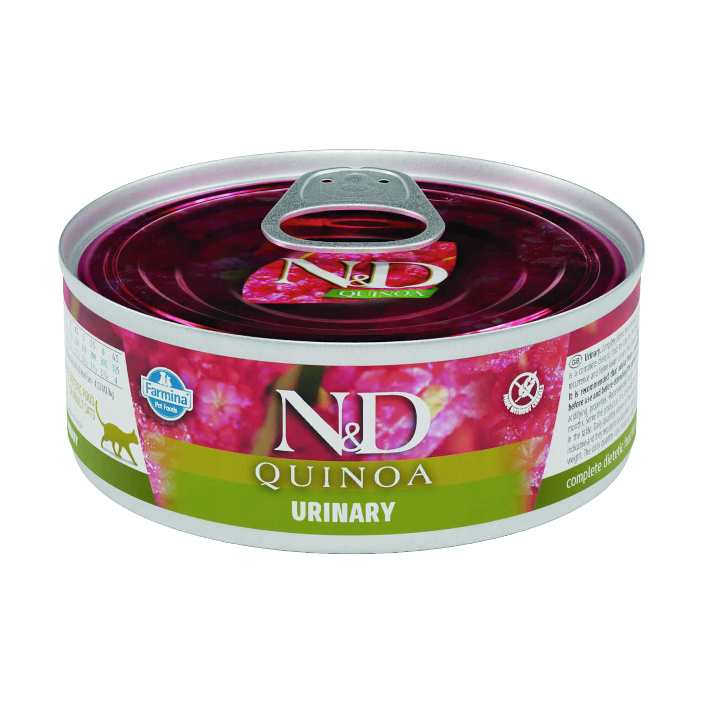 

Беззерновий вологий корм для котів Farmina N&D Quinoa Urinary для профілактики сечокам'яної хвороби, з качкою, кіноа, журавлиною та ромашкою, 80 г
