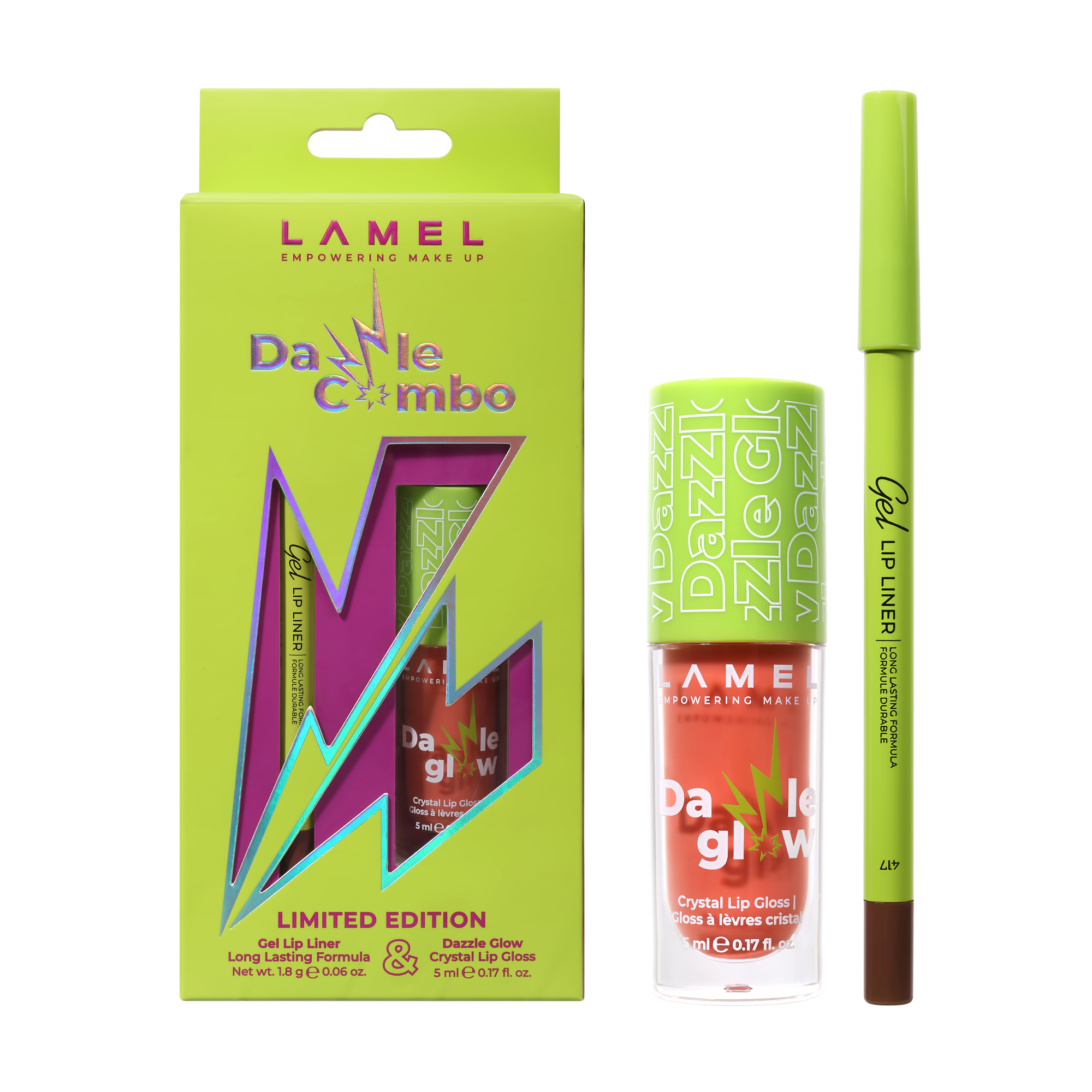 

Набір для макіяжу губ LAMEL Make Up Dazzle Combo 01 (блиск для губ, 5 мл + олівець, 1.8 г)