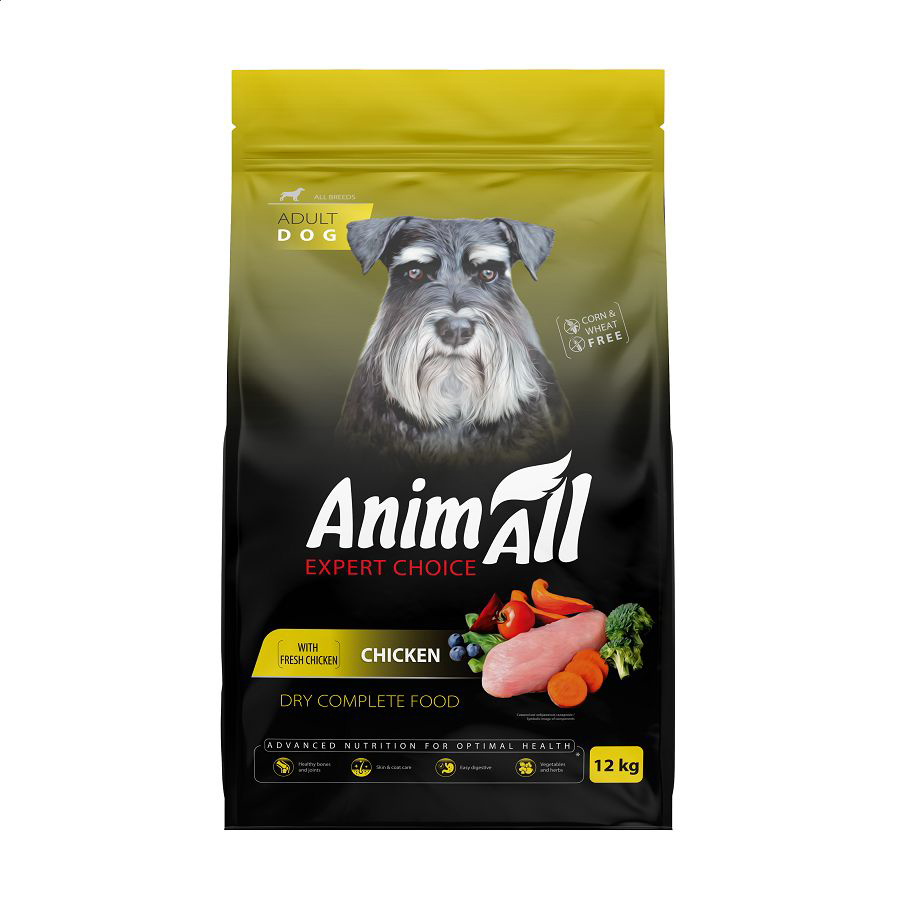 

Уцінка! Сухий корм для дорослих собак AnimAll зі свіжою куркою, 12 кг