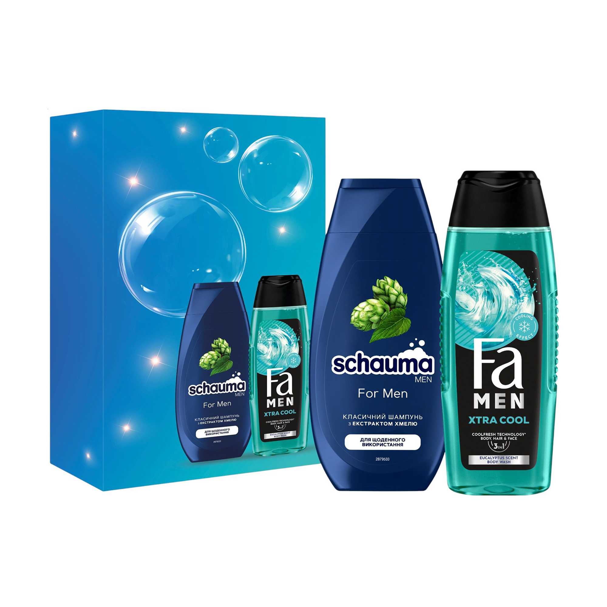 

Набір Schauma Men (шампунь для волосся, 250 мл + гель для душу, 250 мл)