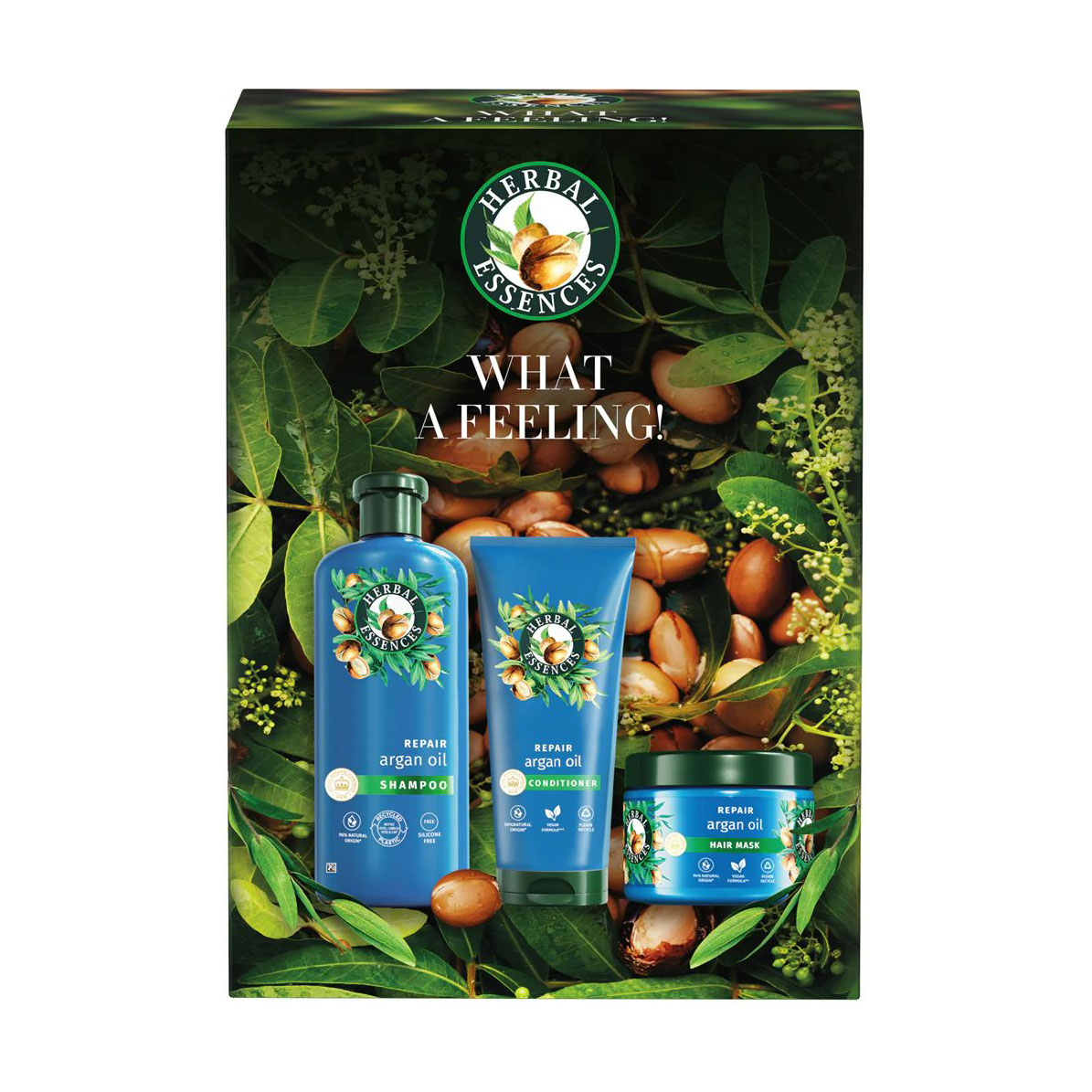 

Подарунковий набір для волосся Herbal Essences Repair Argan Oil (шампунь, 350 мл + маска, 300 мл + кондиціонер, 250 мл)