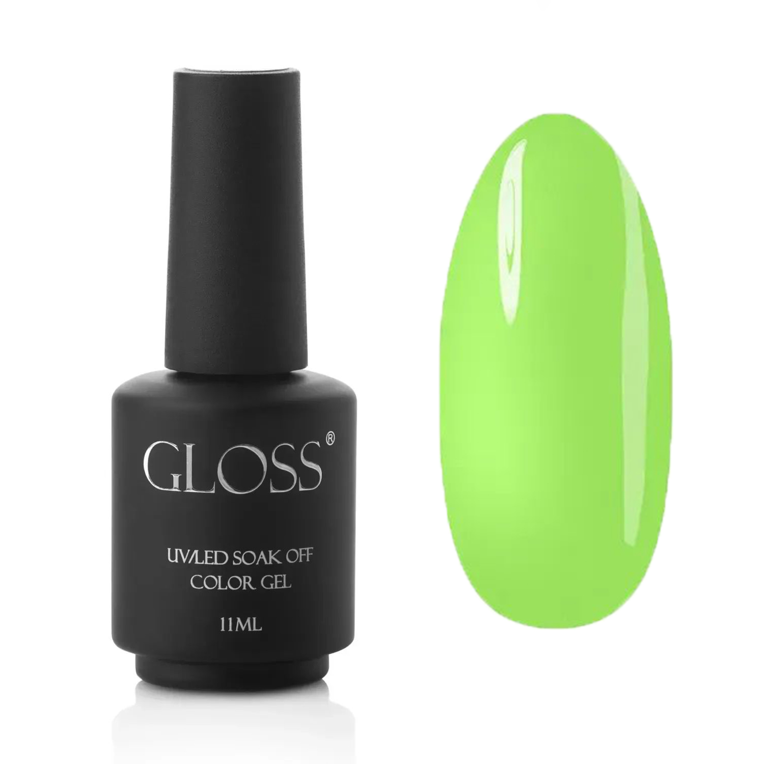 

Люмінесцентний гель-лак для нігтів Gloss UV/LED Soak Off Color Gel, Electric Green Elf, 11 мл