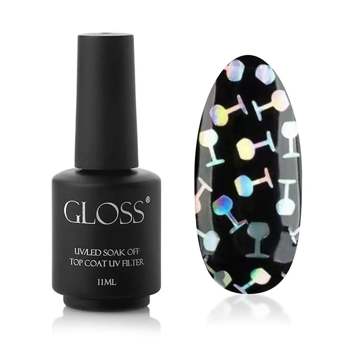 

Топ для гель-лаку Gloss UV/LED Soak Off Top Coat UV Filter, Glass Of Wine, 11 мл