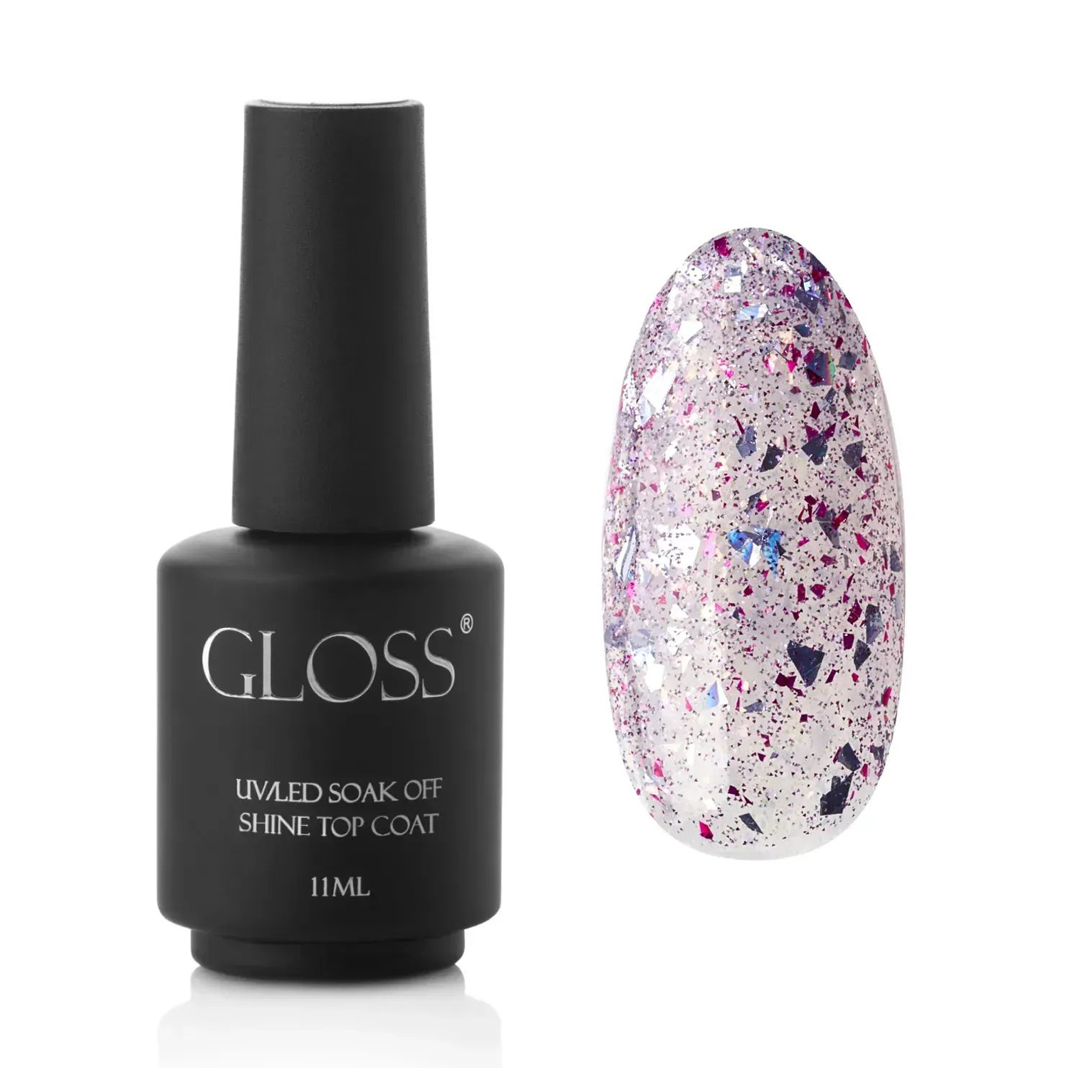 

Топ для гель-лаку Gloss UV/LED Soak Off Shine Top Coat, Glimmer, 11 мл