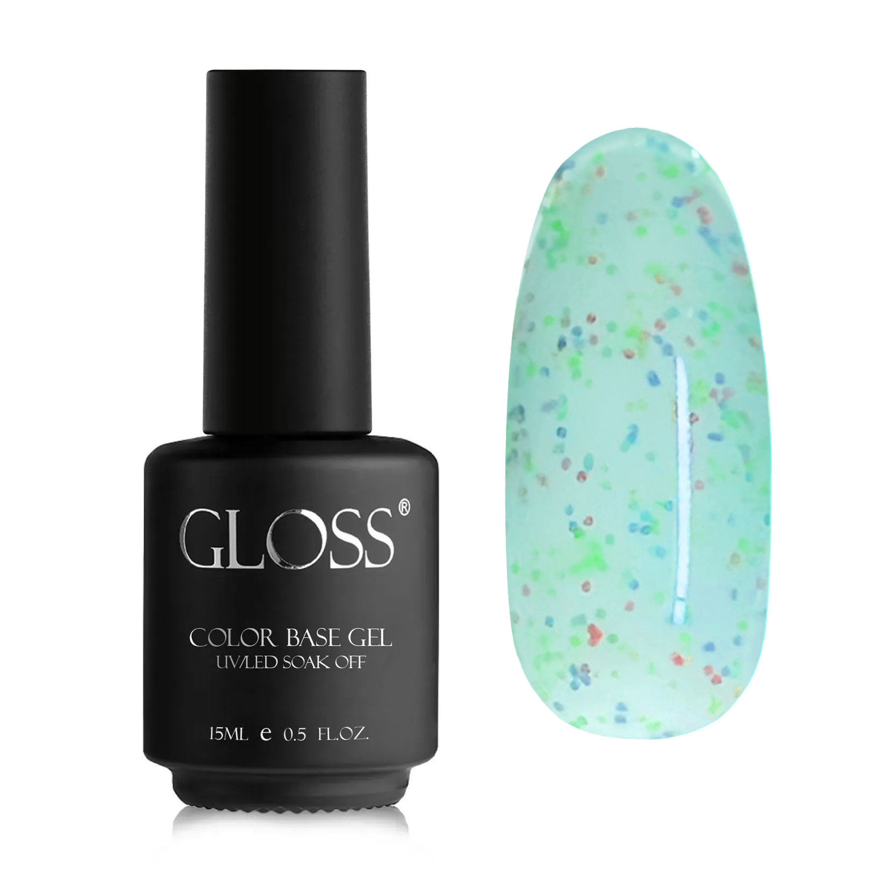 

База для гель-лаку Gloss Yogurt Base, Mint Confetti, 15 мл