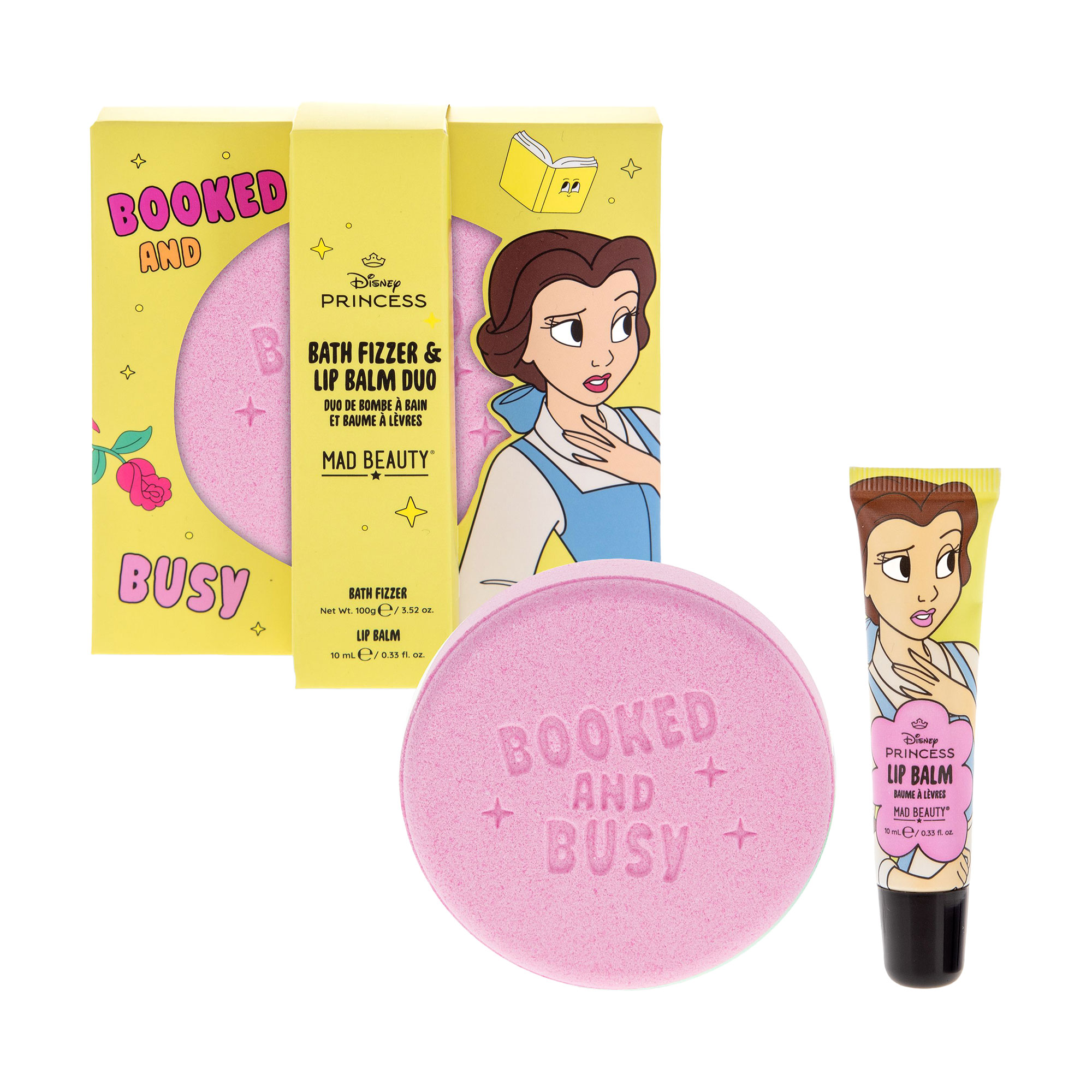 

Набір Mad Beauty Disney Princess Bath Fizzer & Lip Balm Duo, Belle (бомбочка для ванни, 100 г + бальзам для губ, 10 мл)