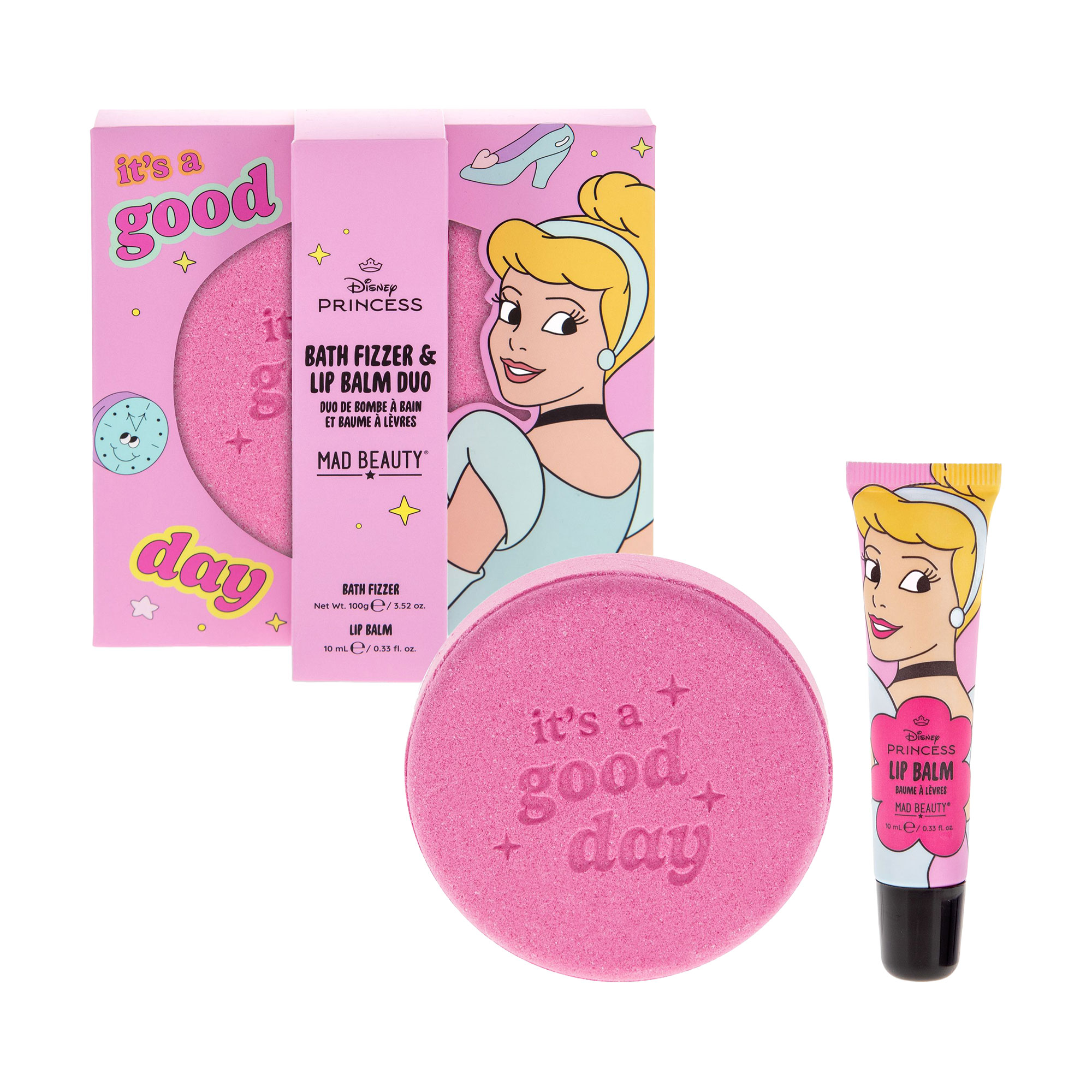 

Набір Mad Beauty Disney Princess Bath Fizzer & Lip Balm Duo, Cinderella (бомбочка для ванни, 100 г + бальзам для губ, 10 мл)