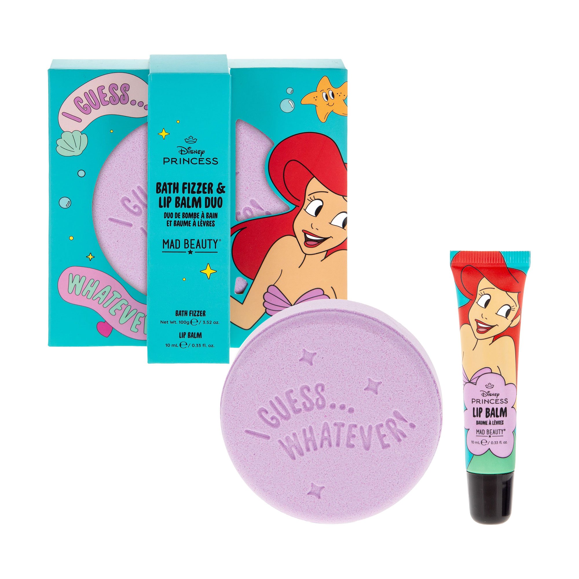 

Набір Mad Beauty Disney Princess Bath Fizzer & Lip Balm Duo, Ariel (бомбочка для ванни, 100 г + бальзам для губ, 10 мл)