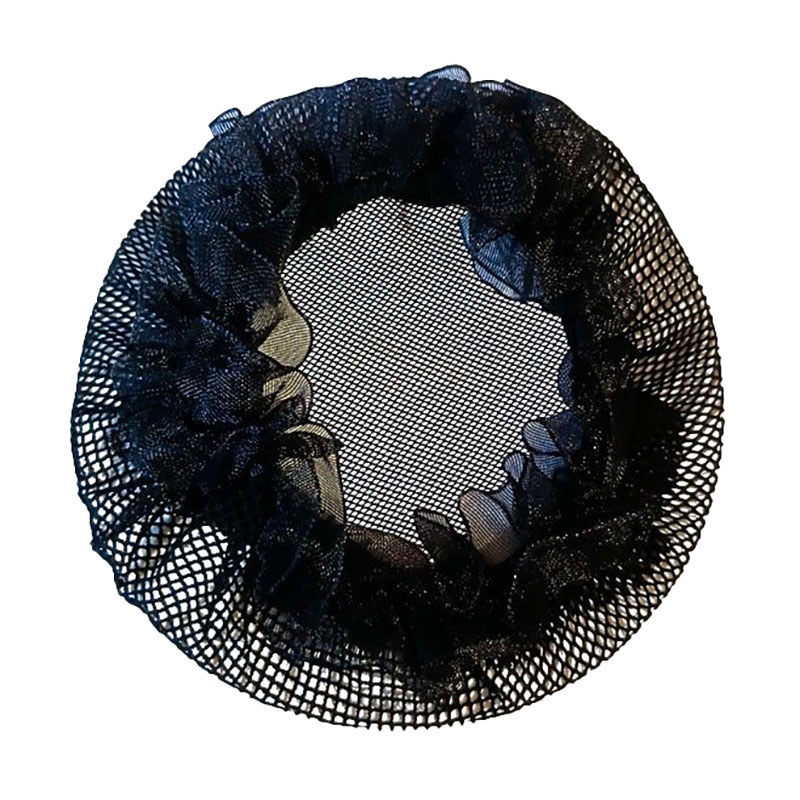 

Шапочка-сіточка для волосся Cosmo Shop на гульку, з рюшем, чорна, діаметр 8.5 см, 1 шт (CS519B)