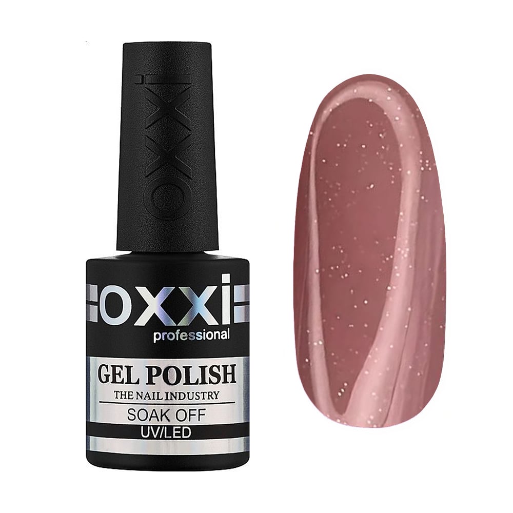 

Камуфлювальна база-коректор для гель-лаку Oxxi Professional Cover Base 10 Ніжно-рожева зі срібним шиммером, 15 мл